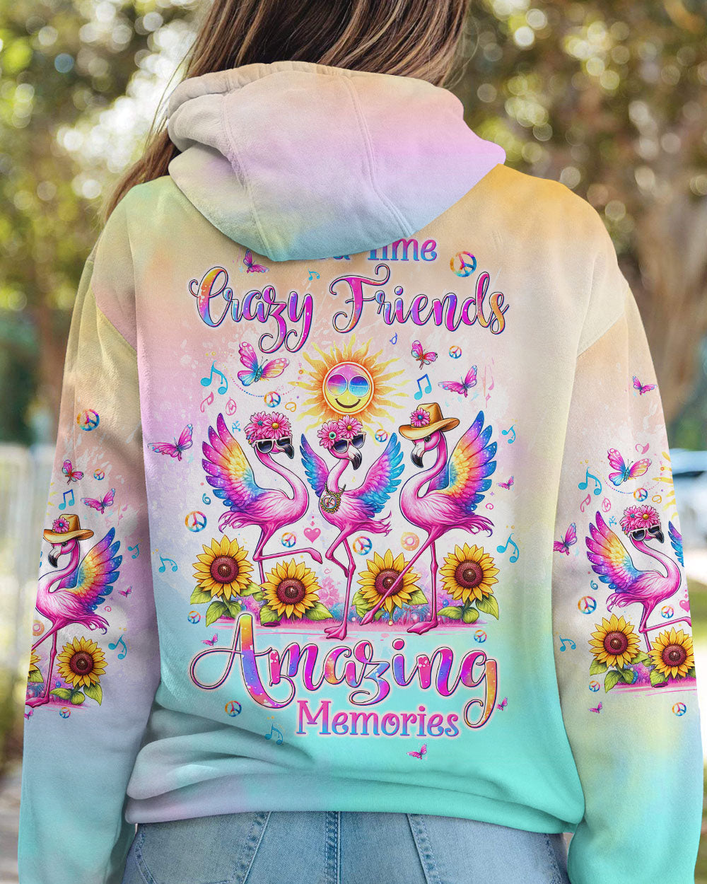 GOOD TIMES CRAZY FRIEND FLAMINGO SUNFLOWER ALL OVER PRINT - TLTW1306244