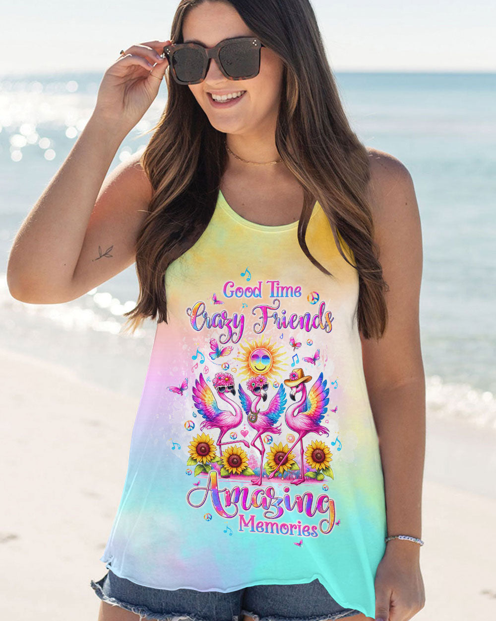 GOOD TIMES CRAZY FRIEND FLAMINGO SUNFLOWER ALL OVER PRINT - TLTW1306244