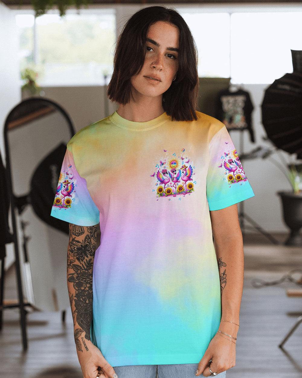 GOOD TIMES CRAZY FRIEND FLAMINGO SUNFLOWER ALL OVER PRINT - TLTW1306244