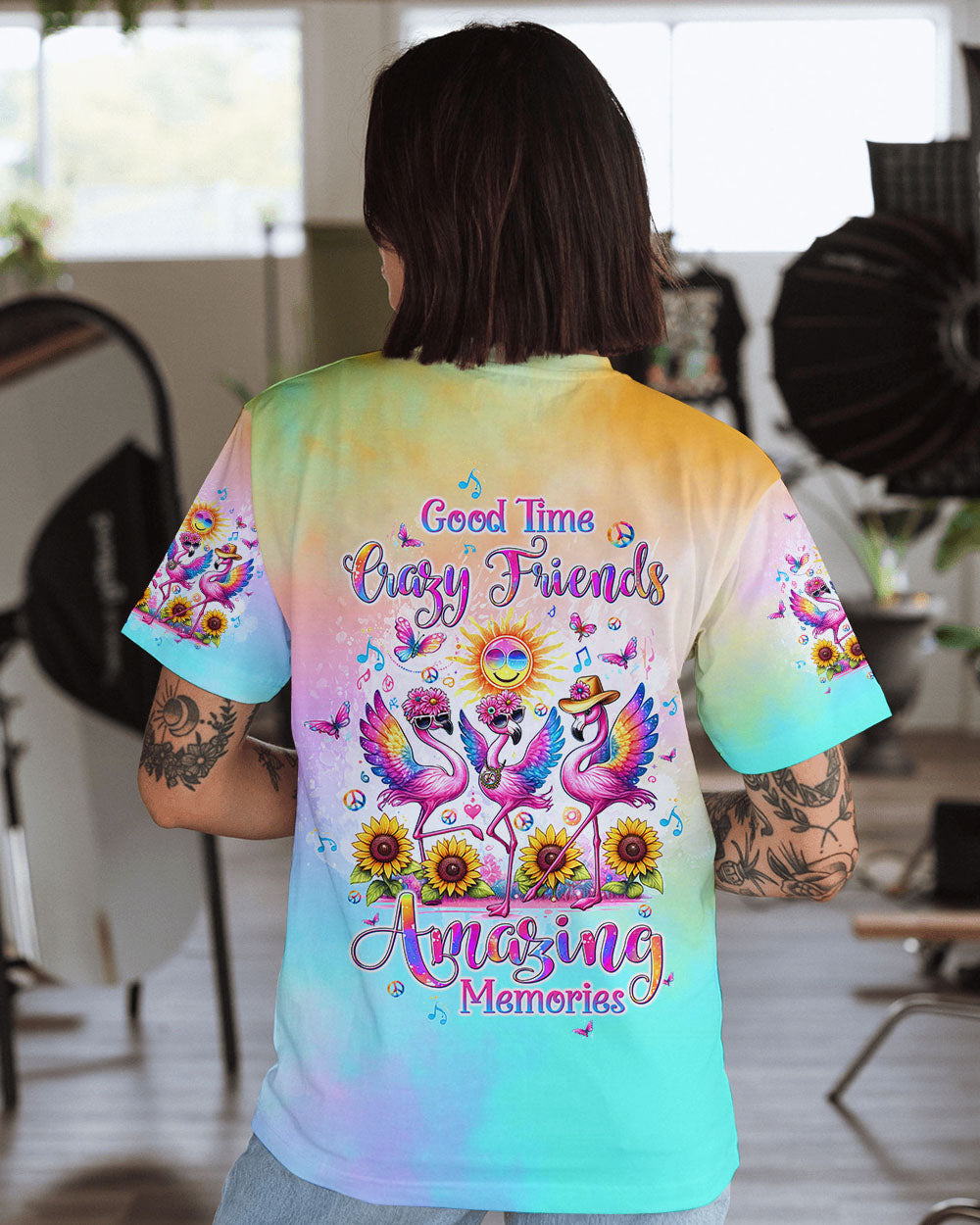 GOOD TIMES CRAZY FRIEND FLAMINGO SUNFLOWER ALL OVER PRINT - TLTW1306244