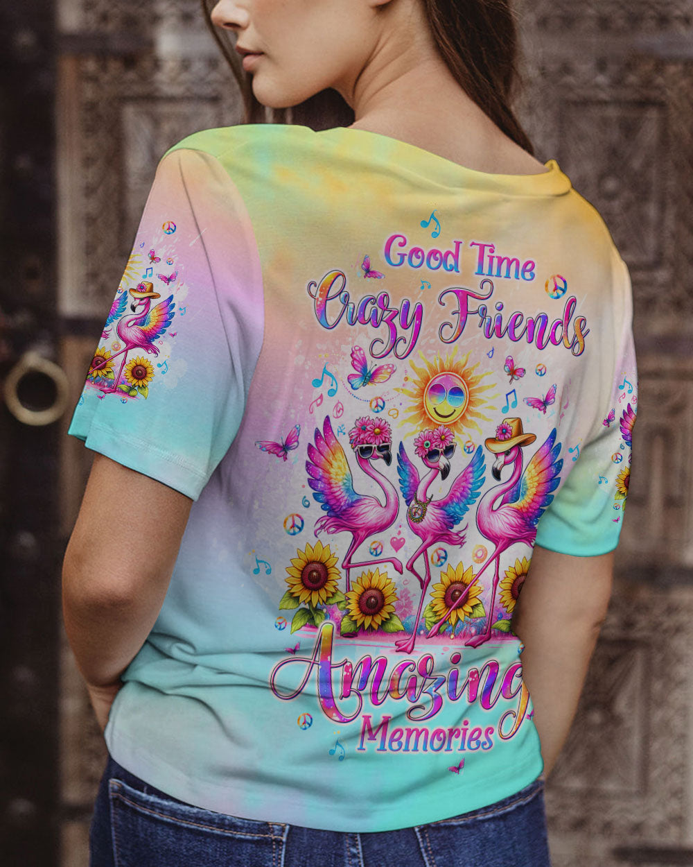 GOOD TIMES CRAZY FRIEND FLAMINGO SUNFLOWER ALL OVER PRINT - TLTW1306244