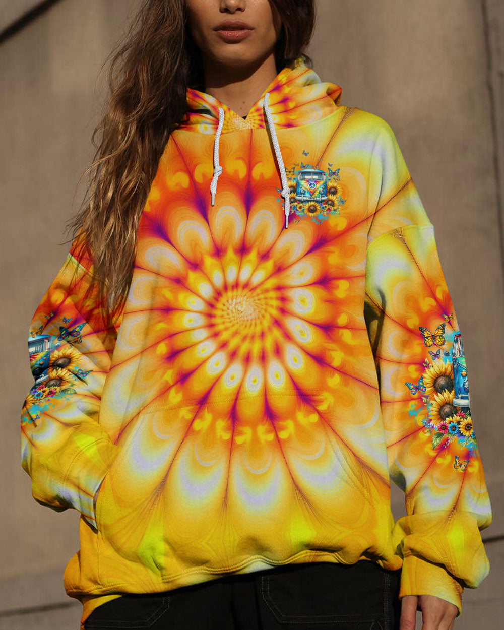RUNNING AGAINST THE WIND SUNFLOWER TIE DYE ALL OVER PRINT - TLTW1501241