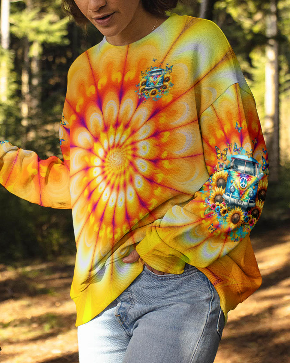 RUNNING AGAINST THE WIND SUNFLOWER TIE DYE ALL OVER PRINT - TLTW1501241