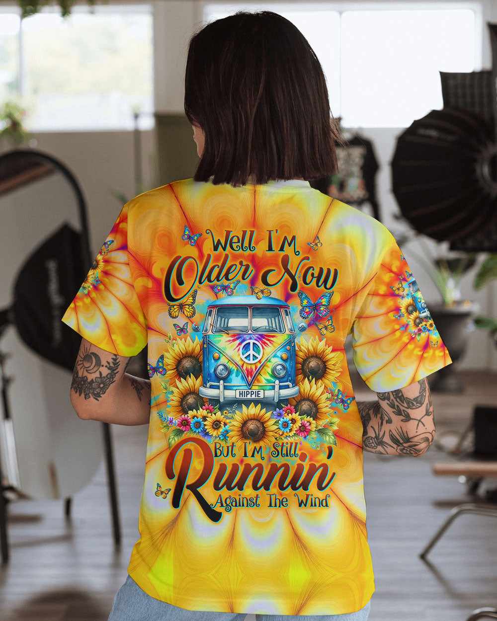 RUNNING AGAINST THE WIND SUNFLOWER TIE DYE ALL OVER PRINT - TLTW1501241