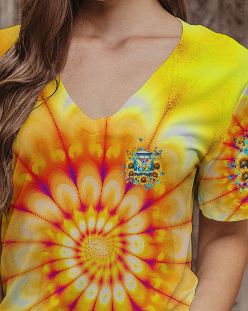 RUNNING AGAINST THE WIND SUNFLOWER TIE DYE ALL OVER PRINT - TLTW1501241