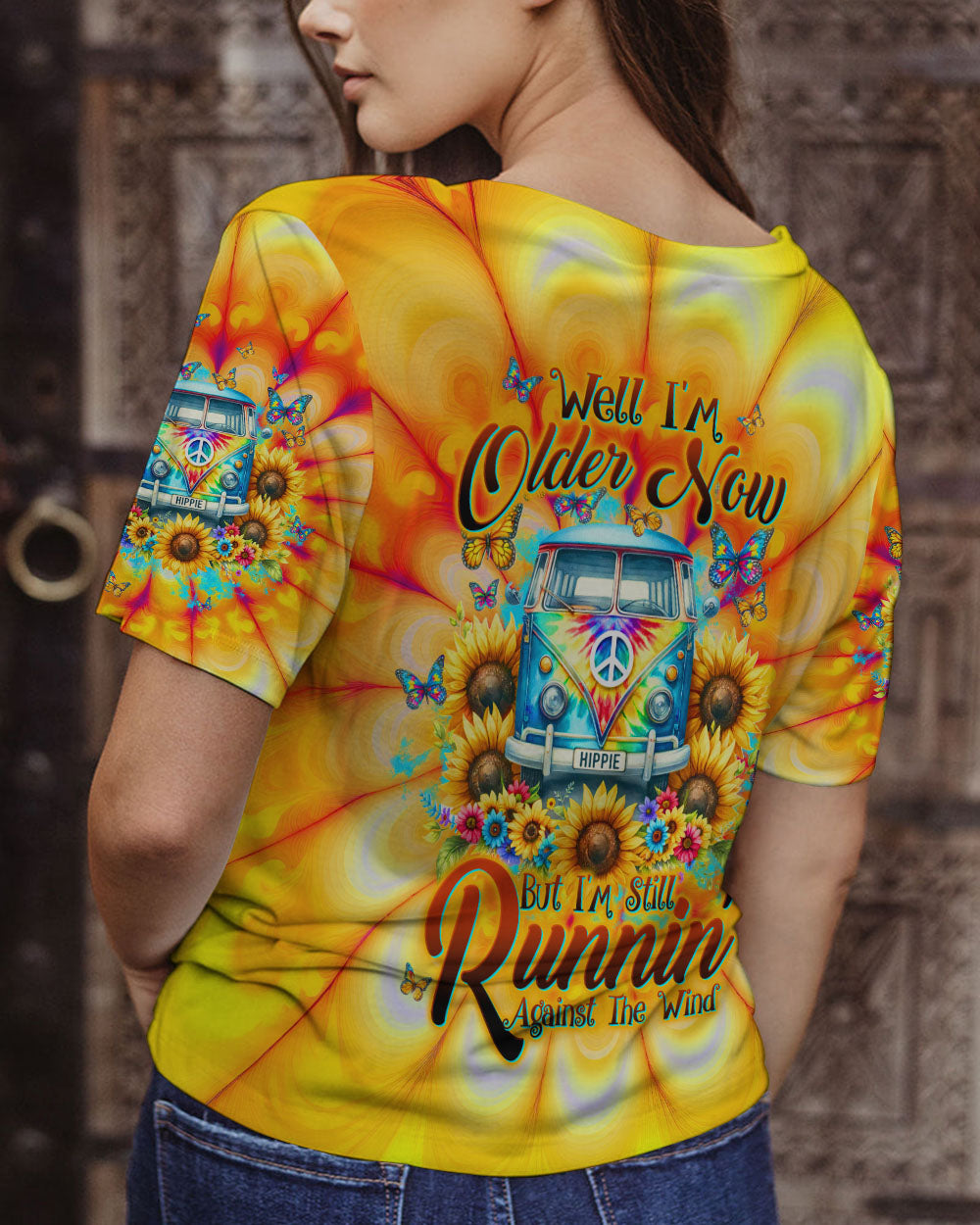 RUNNING AGAINST THE WIND SUNFLOWER TIE DYE ALL OVER PRINT - TLTW1501241