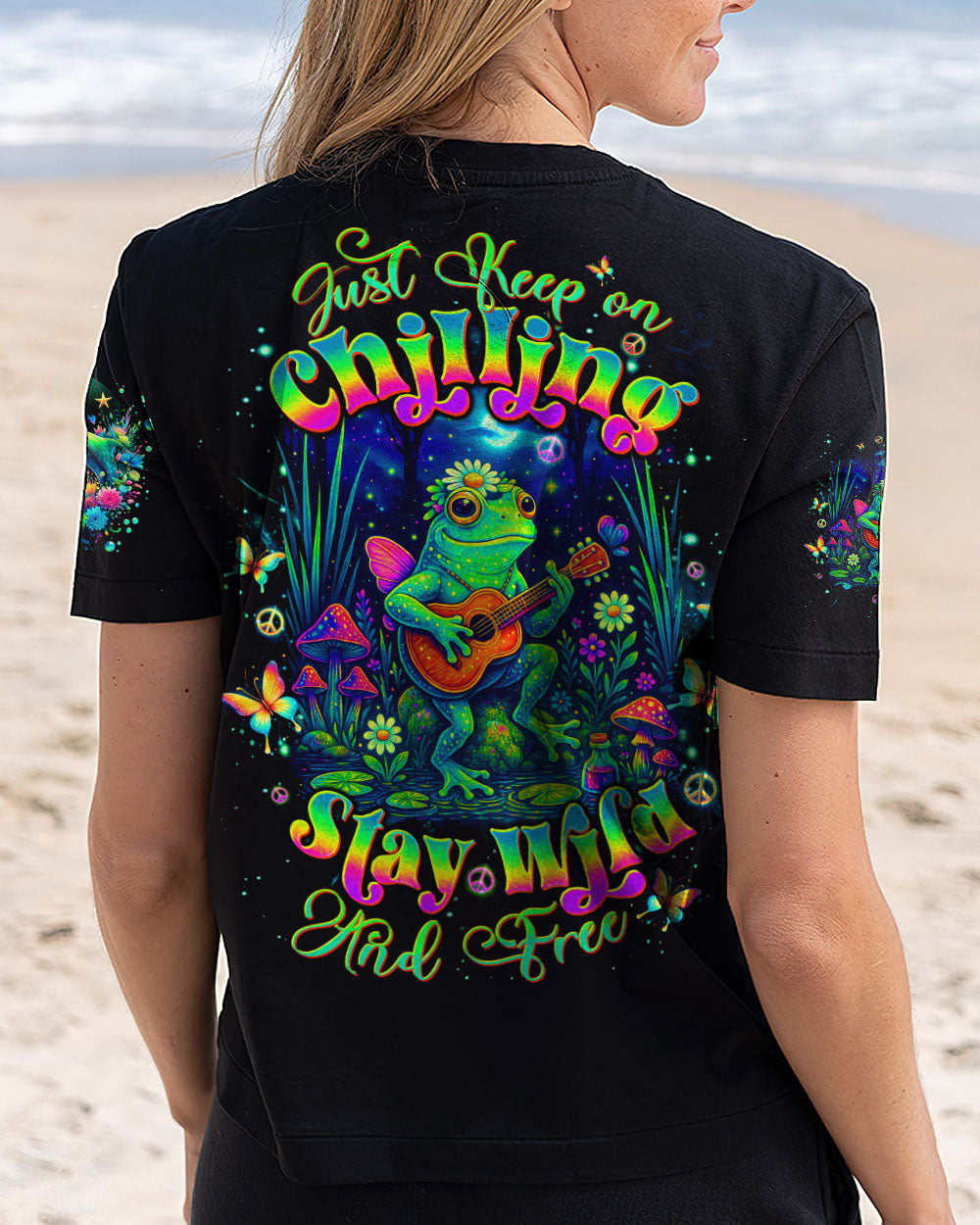 JUST KEEP ON CHILLING STAY WILD AND FREE FROG ALL OVER PRINT - TLTW1504251