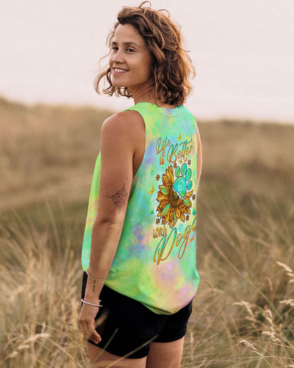 LIFE IS BETTER WITH DOGS SUNFLOWER ALL OVER PRINT - TLTW1506244