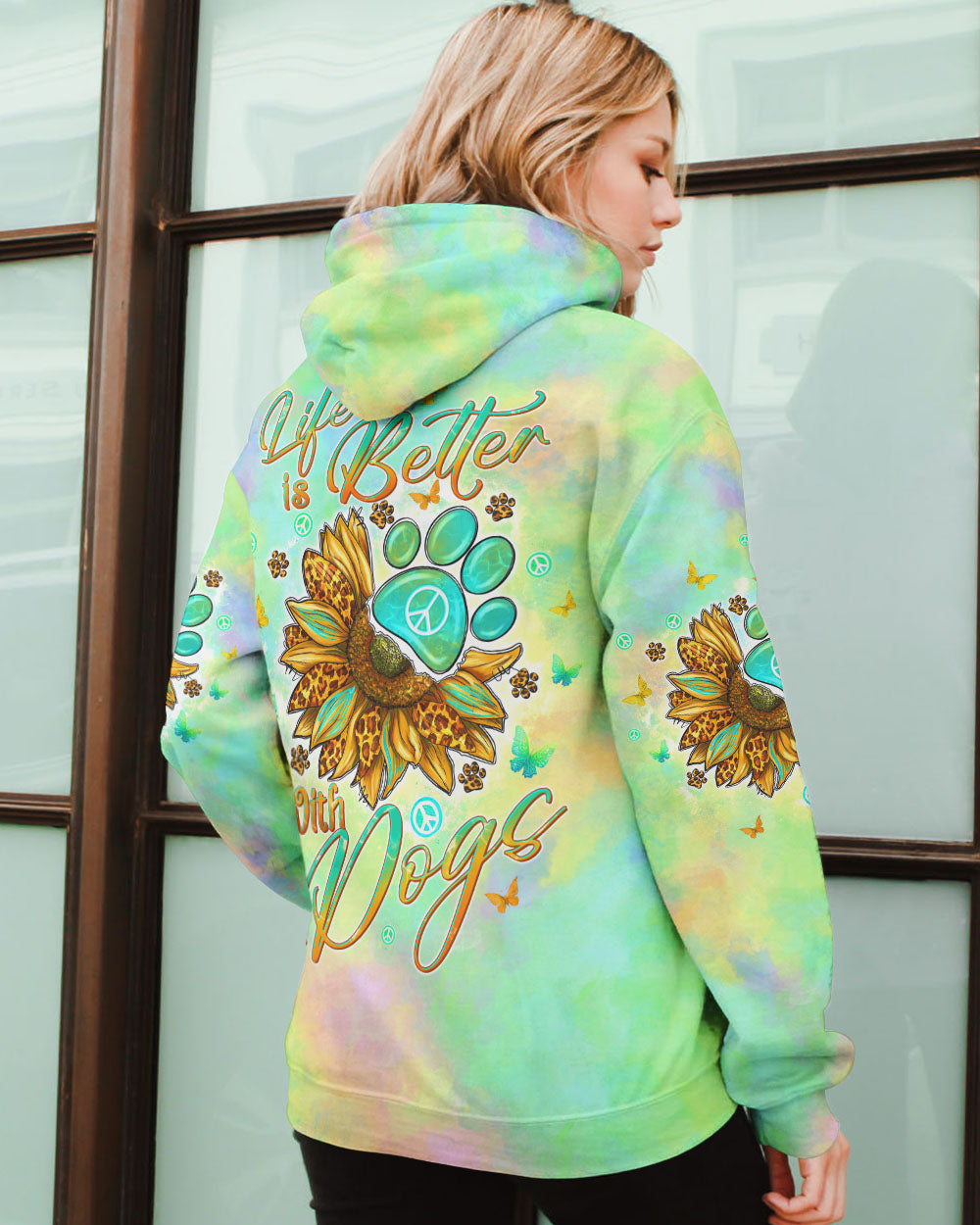LIFE IS BETTER WITH DOGS SUNFLOWER ALL OVER PRINT - TLTW1506244