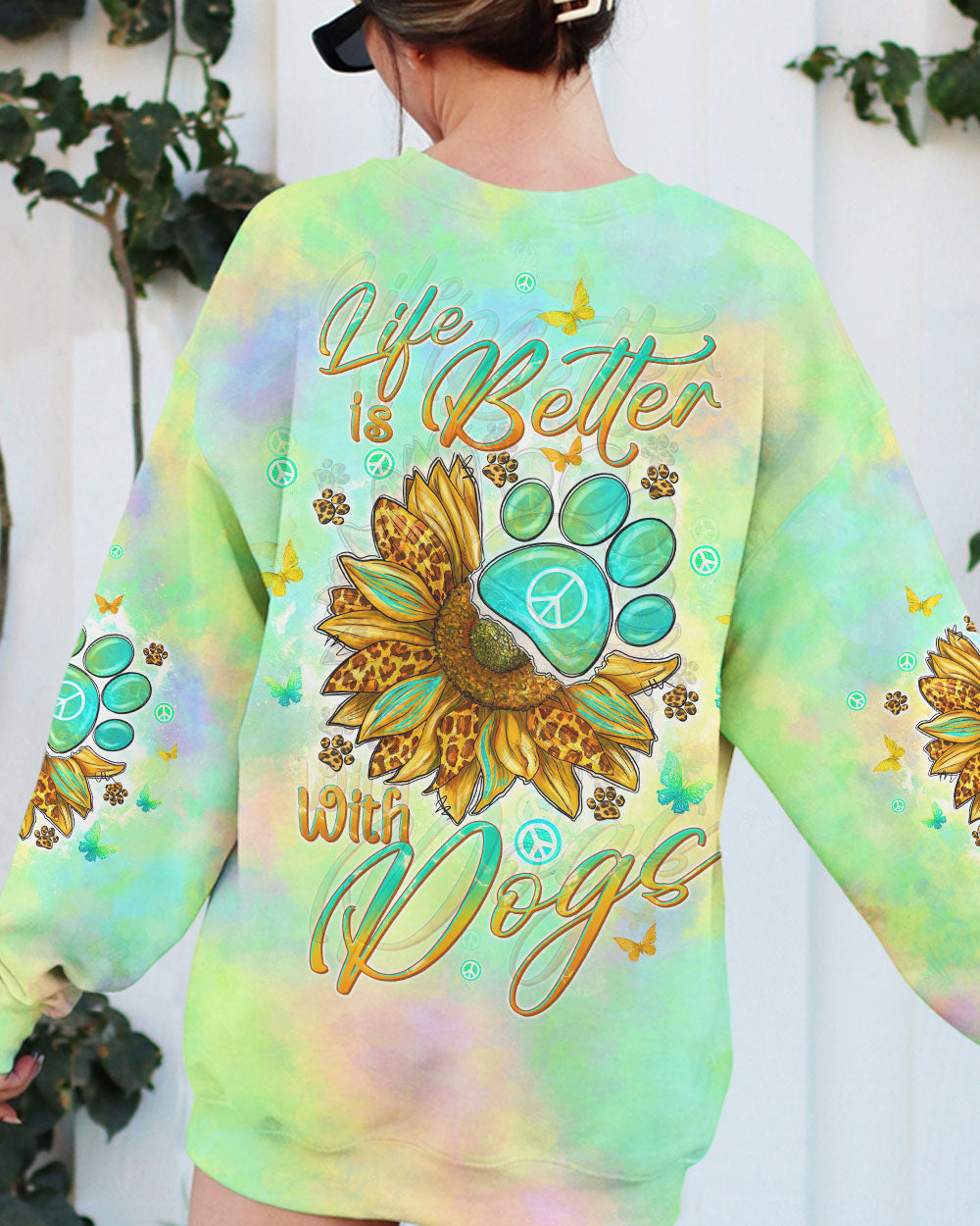 LIFE IS BETTER WITH DOGS SUNFLOWER ALL OVER PRINT - TLTW1506244