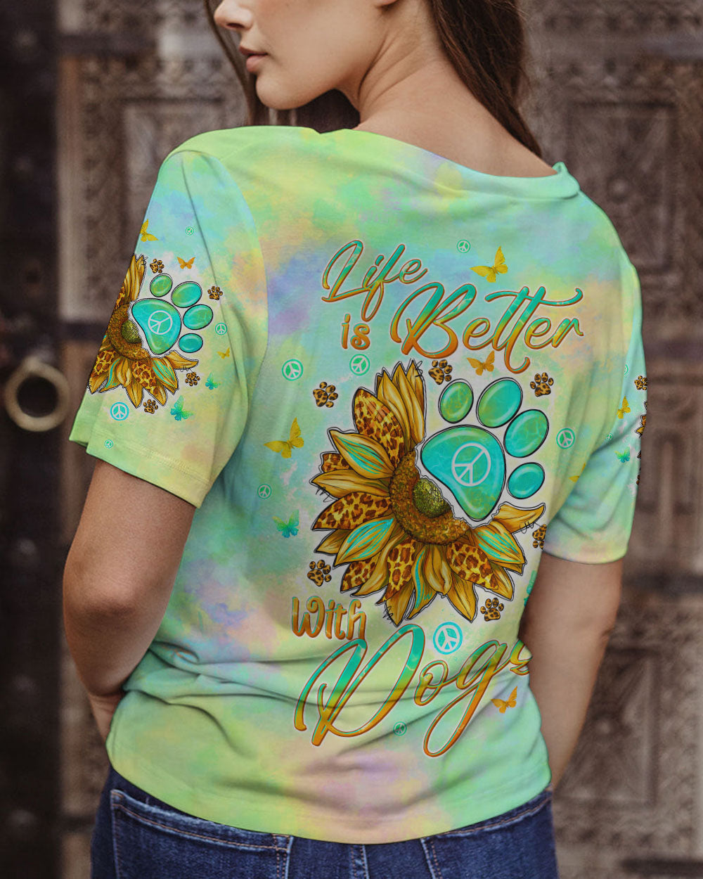 LIFE IS BETTER WITH DOGS SUNFLOWER ALL OVER PRINT - TLTW1506244