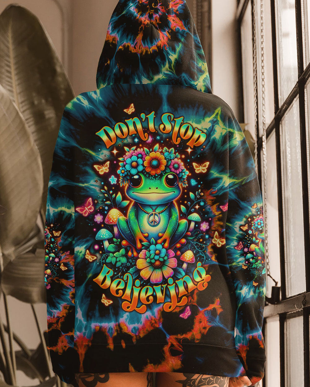 DON'T STOP BELIEVING FROG TIE DYE ALL OVER PRINT - TLTW1511244