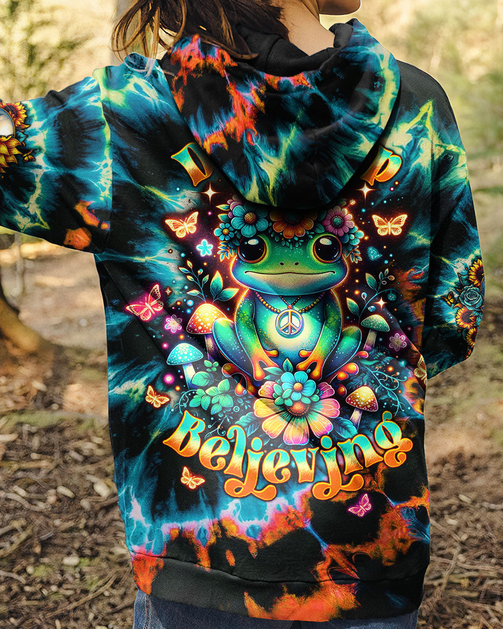 DON'T STOP BELIEVING FROG TIE DYE ALL OVER PRINT - TLTW1511244