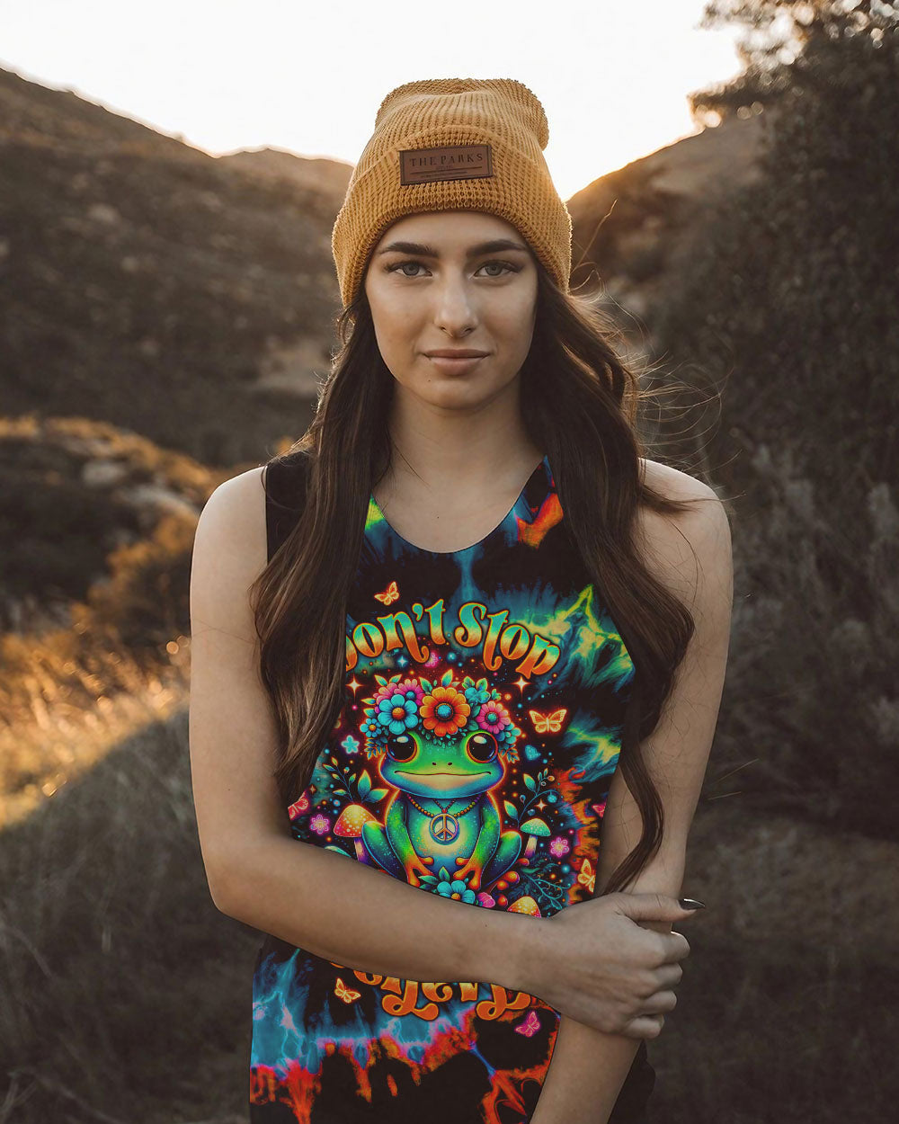 DON'T STOP BELIEVING FROG TIE DYE ALL OVER PRINT - TLTW1511244