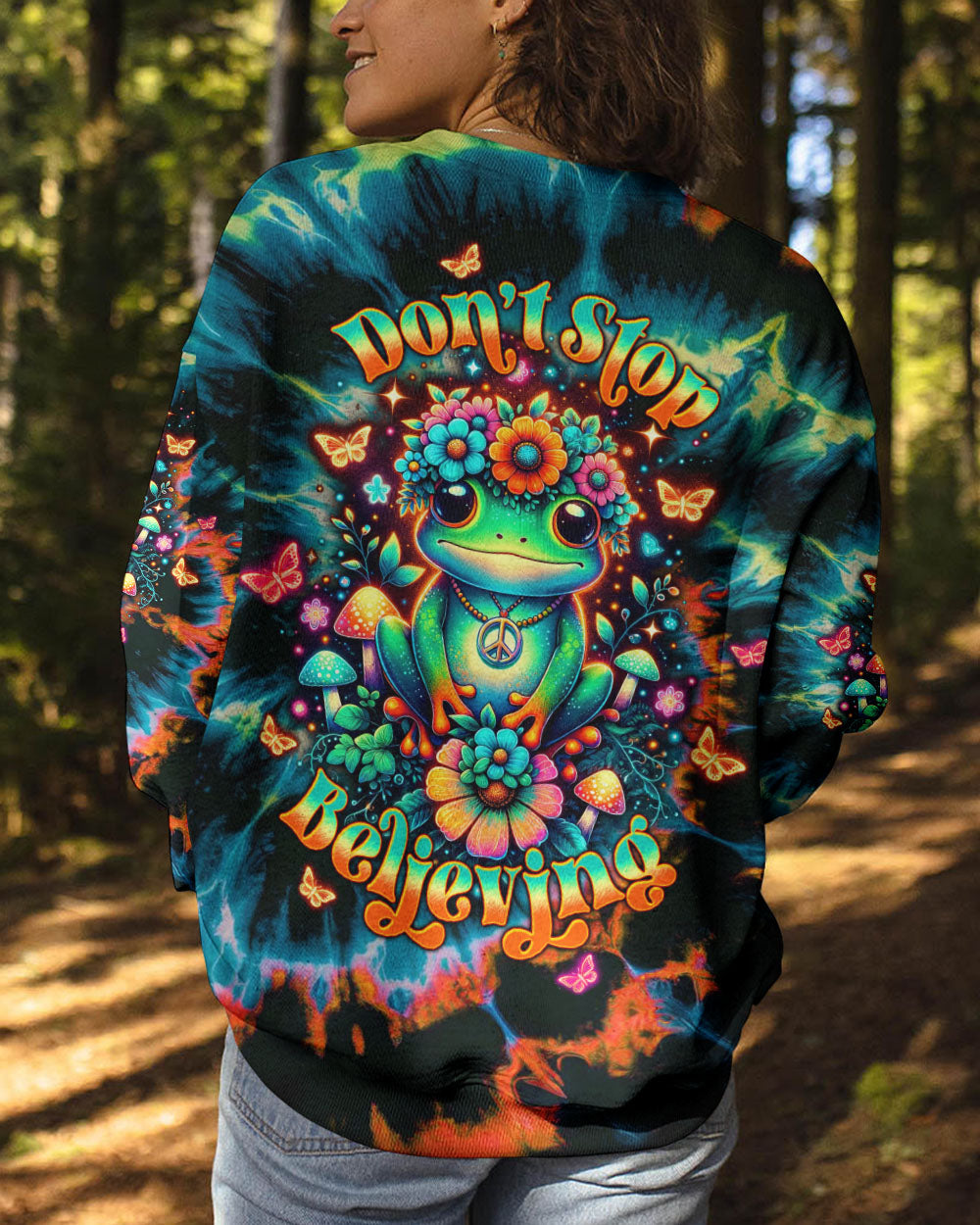DON'T STOP BELIEVING FROG TIE DYE ALL OVER PRINT - TLTW1511244