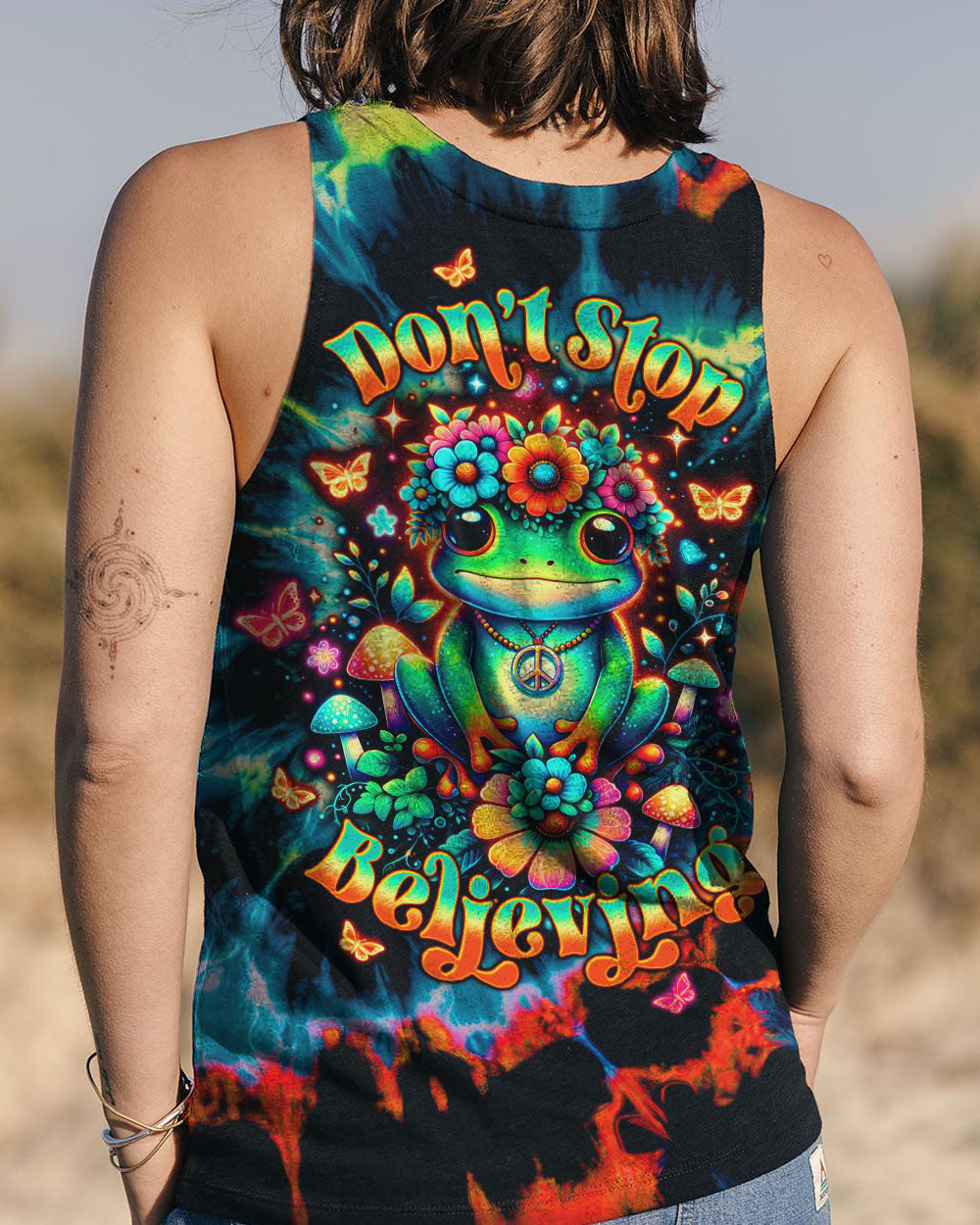 DON'T STOP BELIEVING FROG TIE DYE ALL OVER PRINT - TLTW1511244