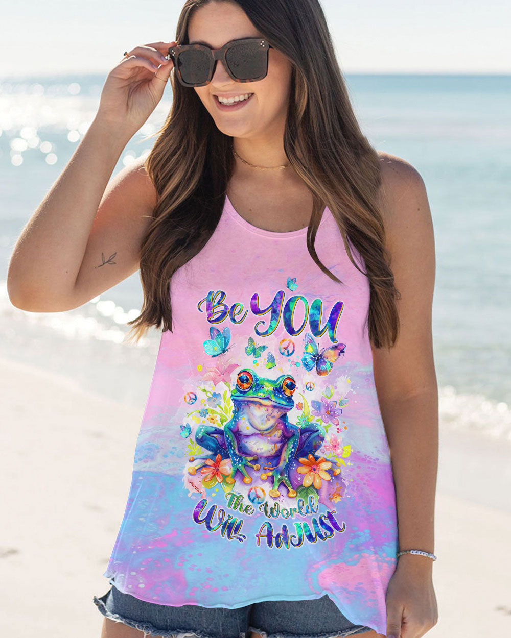 BE YOU THE WORLD WILL ADJUST FROG ALL OVER PRINT - TLTW1603243
