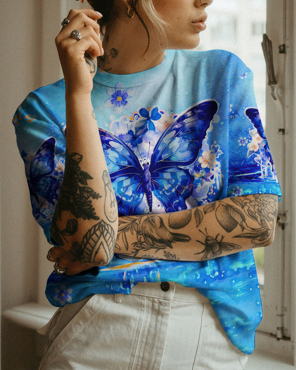 BE YOU THE WORLD WILL ADJUST BUTTERFLY ALL OVER PRINT - TLTW1608235