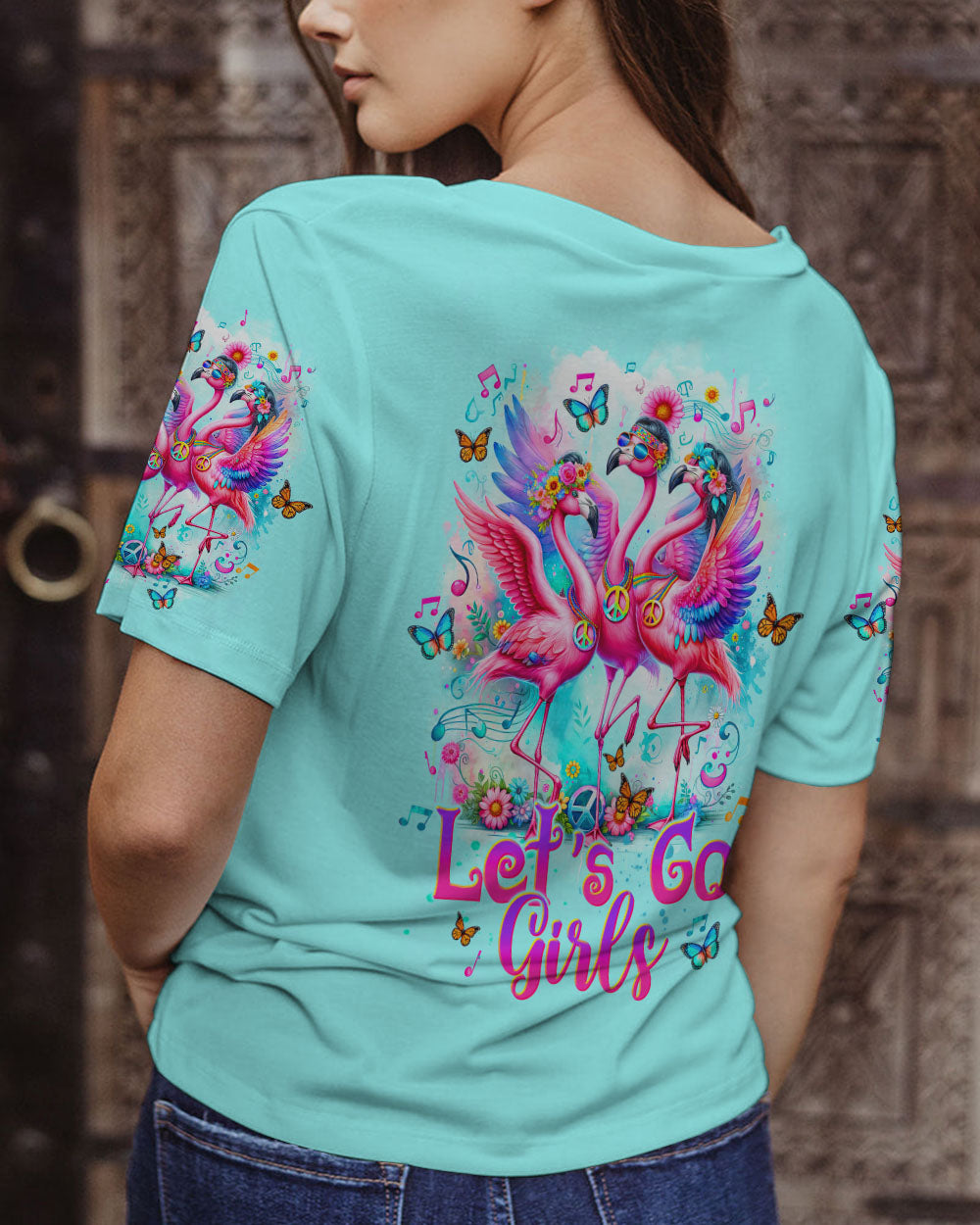 LET'S GO GIRLS FLAMINGO ALL OVER PRINT - TLTW1612232