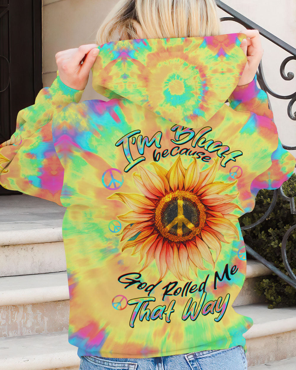 I'M BLUNT BECAUSE GOD ROLLED ME SUNFLOWER TIE DYE ALL OVER PRINT - TLTW1906232