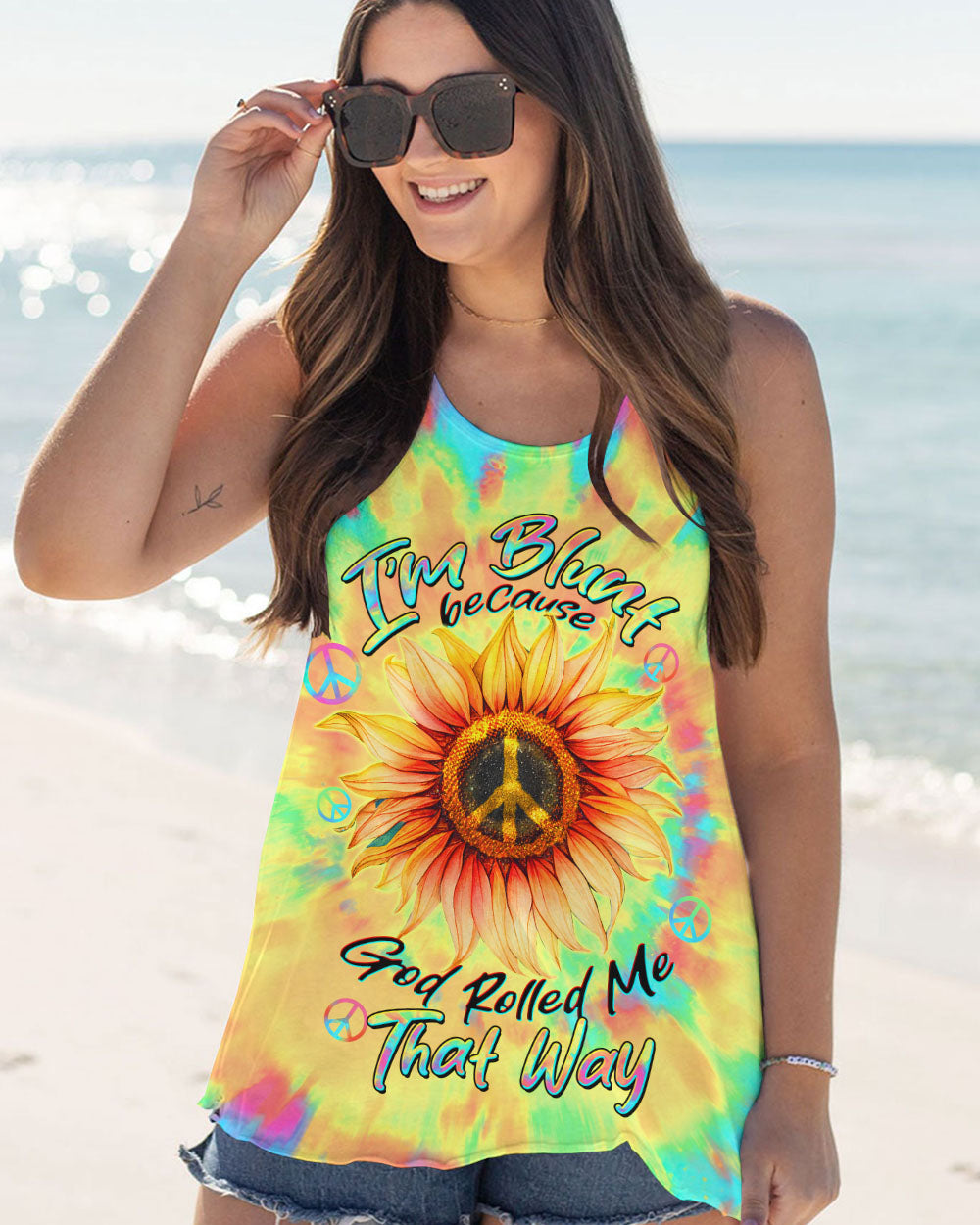 I'M BLUNT BECAUSE GOD ROLLED ME SUNFLOWER TIE DYE ALL OVER PRINT - TLTW1906232