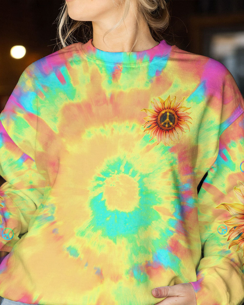 I'M BLUNT BECAUSE GOD ROLLED ME SUNFLOWER TIE DYE ALL OVER PRINT - TLTW1906232