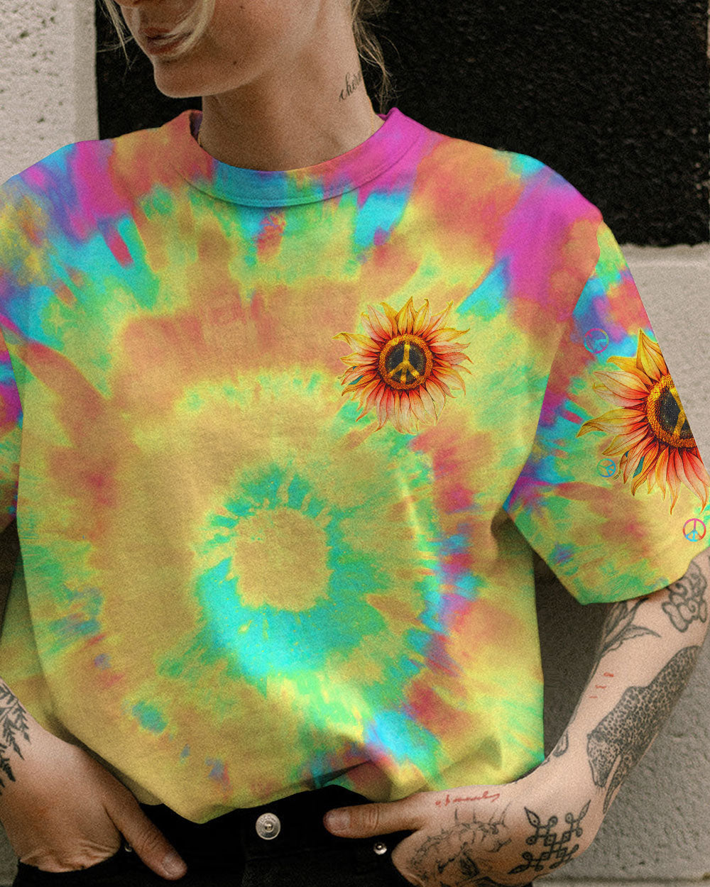 I'M BLUNT BECAUSE GOD ROLLED ME SUNFLOWER TIE DYE ALL OVER PRINT - TLTW1906232