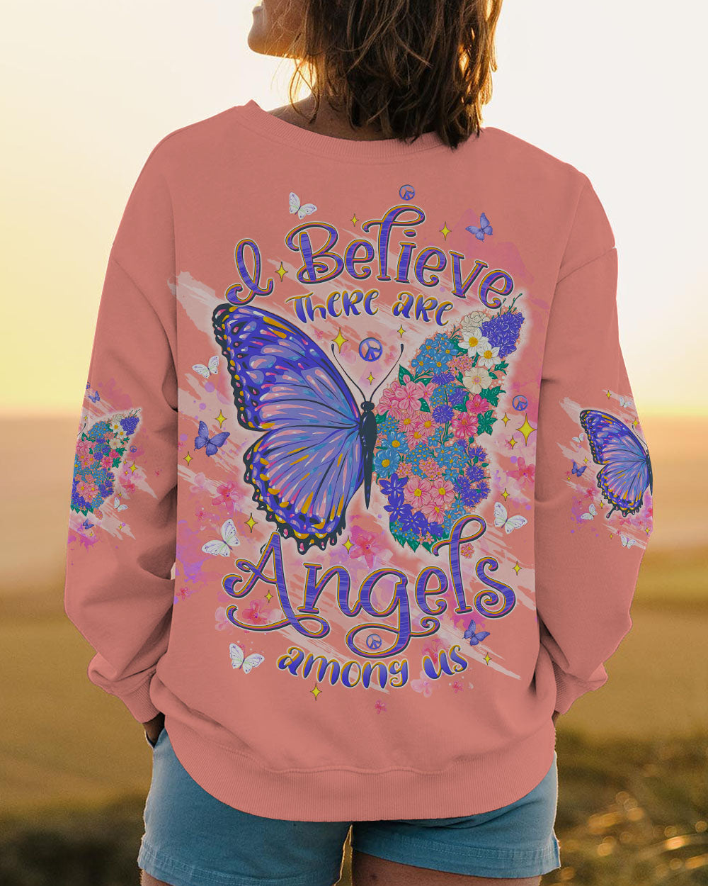 I BELIEVE THERE ARE ANGELS AMONG US BUTTERFLY ALL OVER PRINT - TLTW1908244