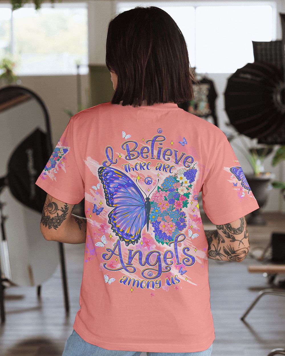 I BELIEVE THERE ARE ANGELS AMONG US BUTTERFLY ALL OVER PRINT - TLTW1908244
