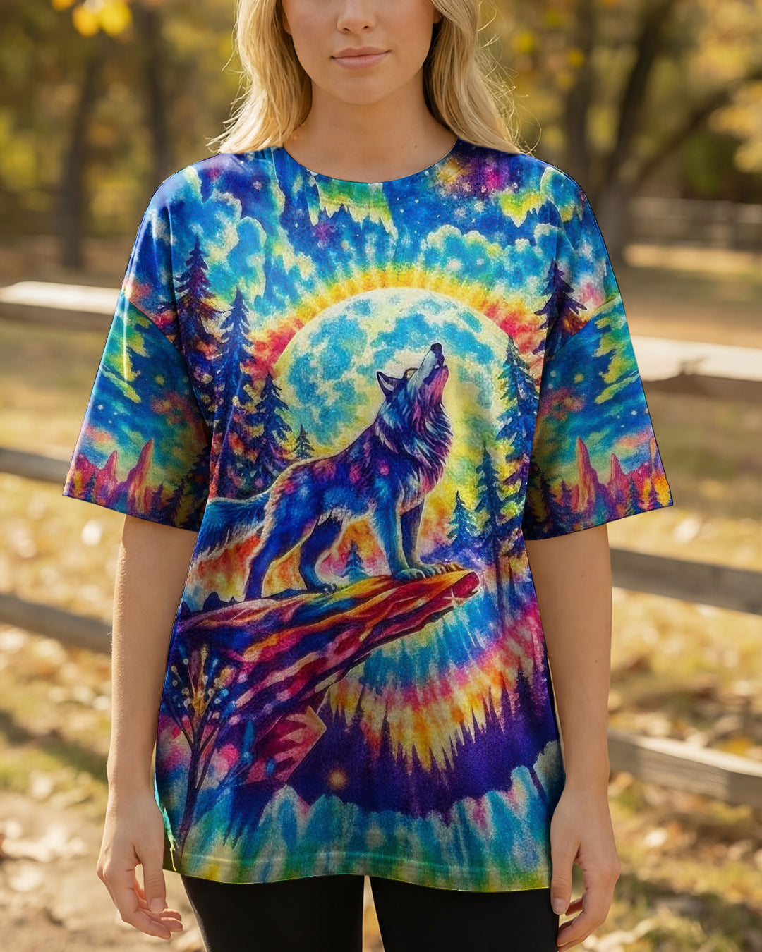 WOLF IN THE FOREST COLORFUL SWIRL ALL OVER PRINT  - TLTW2001264