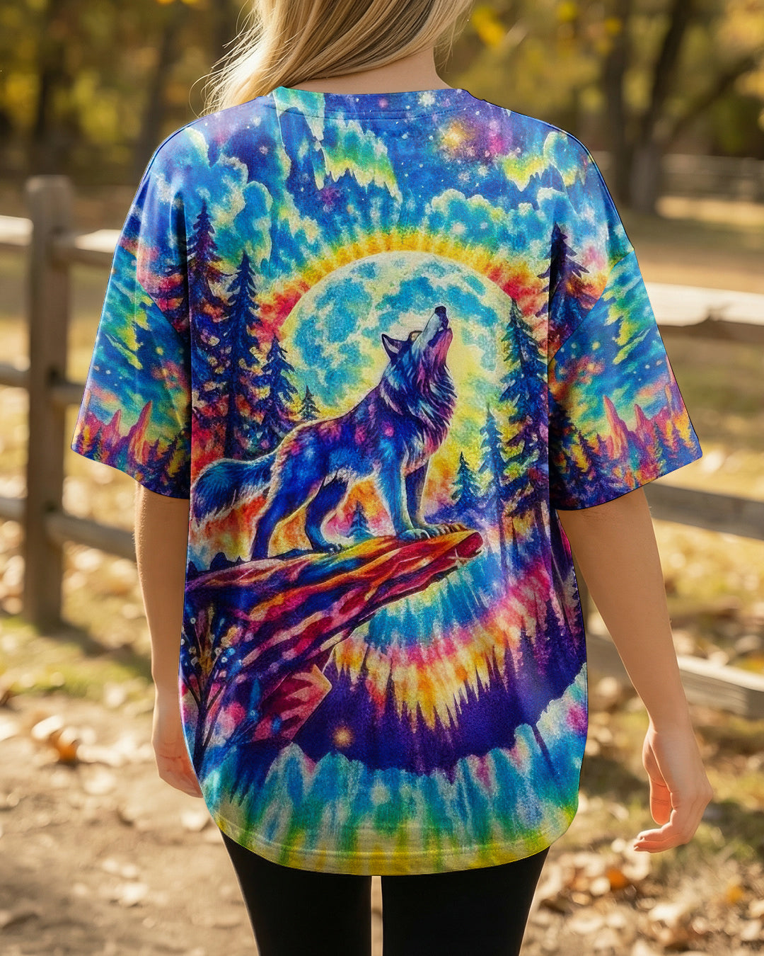 WOLF IN THE FOREST COLORFUL SWIRL ALL OVER PRINT  - TLTW2001264