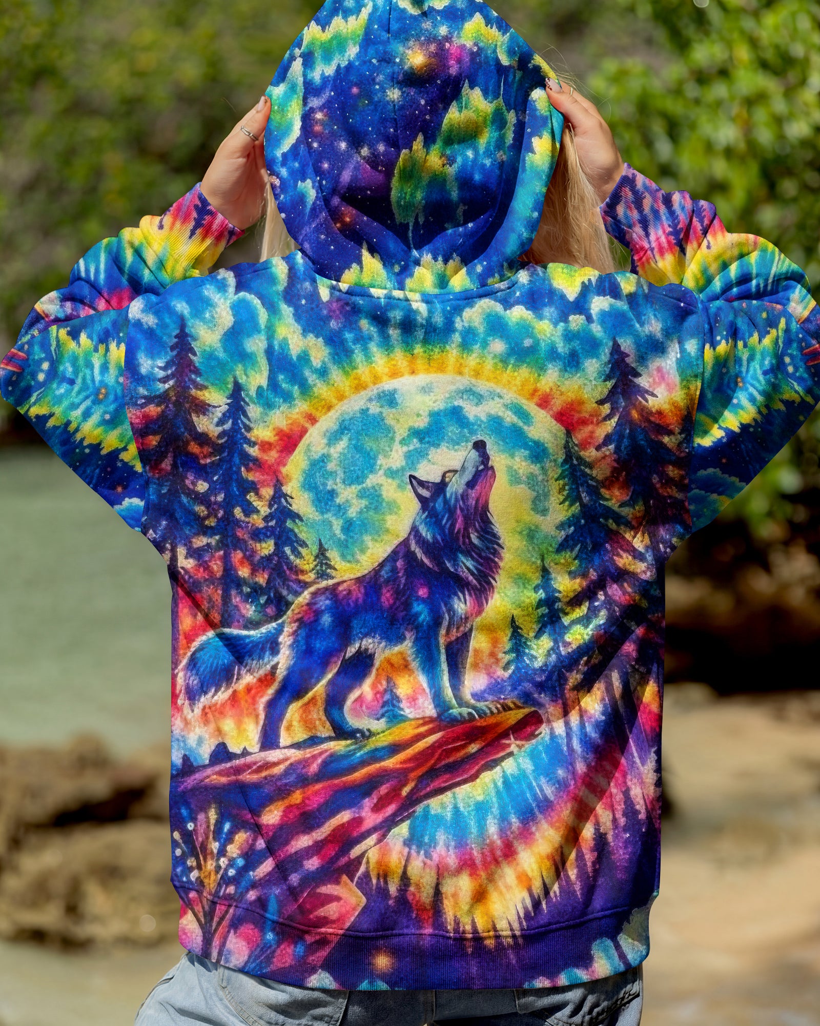 WOLF IN THE FOREST COLORFUL SWIRL ALL OVER PRINT  - TLTW2001264