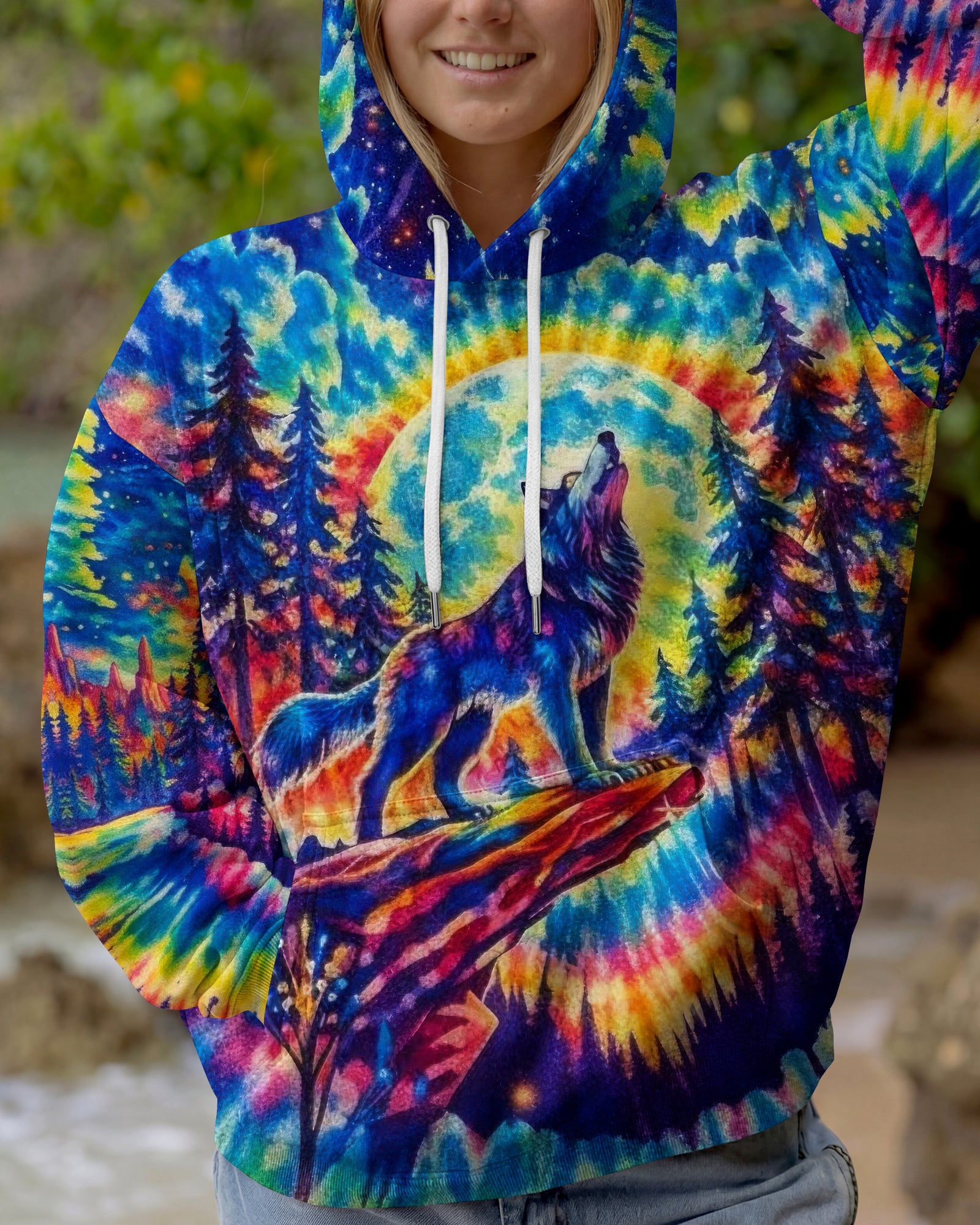 WOLF IN THE FOREST COLORFUL SWIRL ALL OVER PRINT  - TLTW2001264
