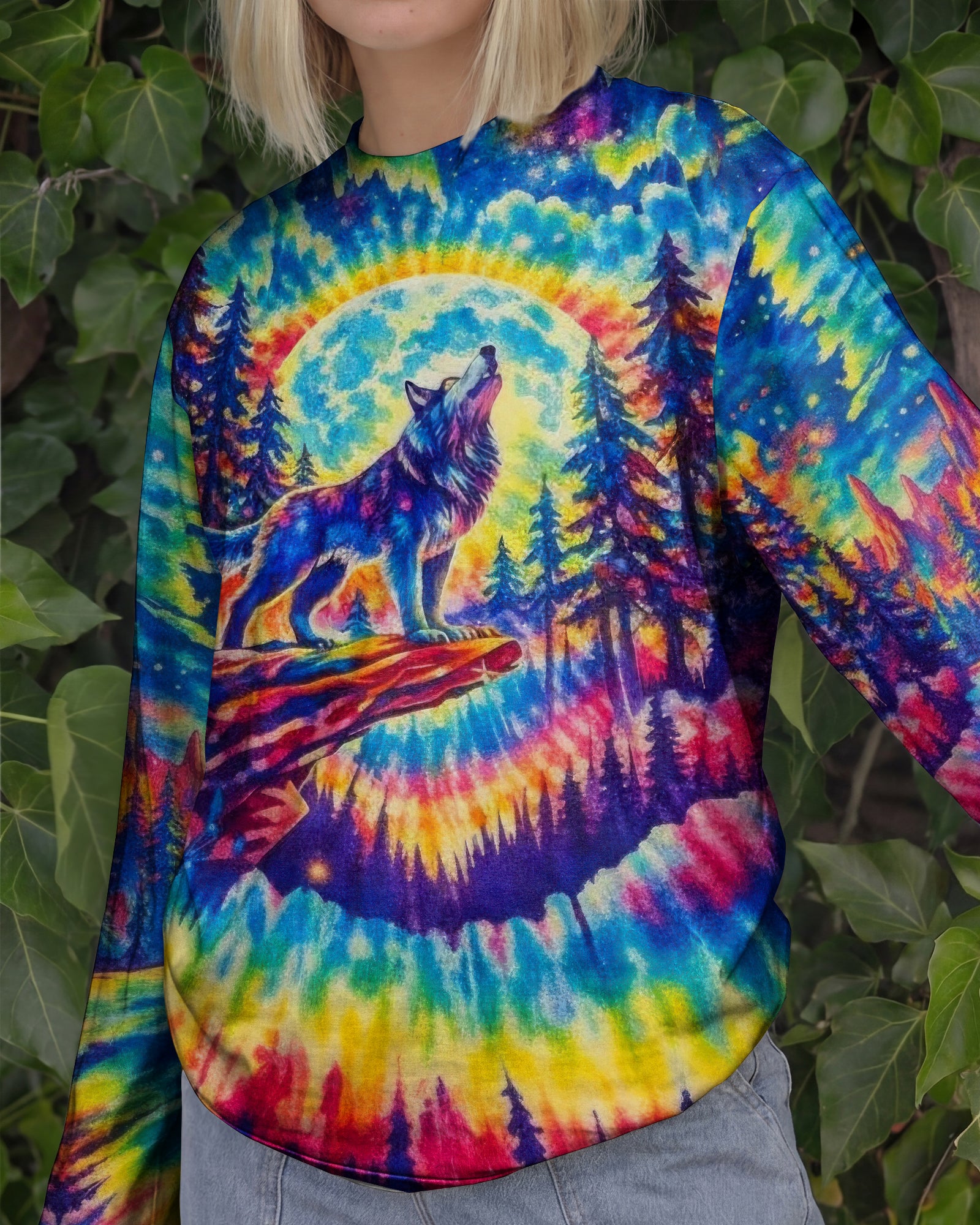 WOLF IN THE FOREST COLORFUL SWIRL ALL OVER PRINT  - TLTW2001264