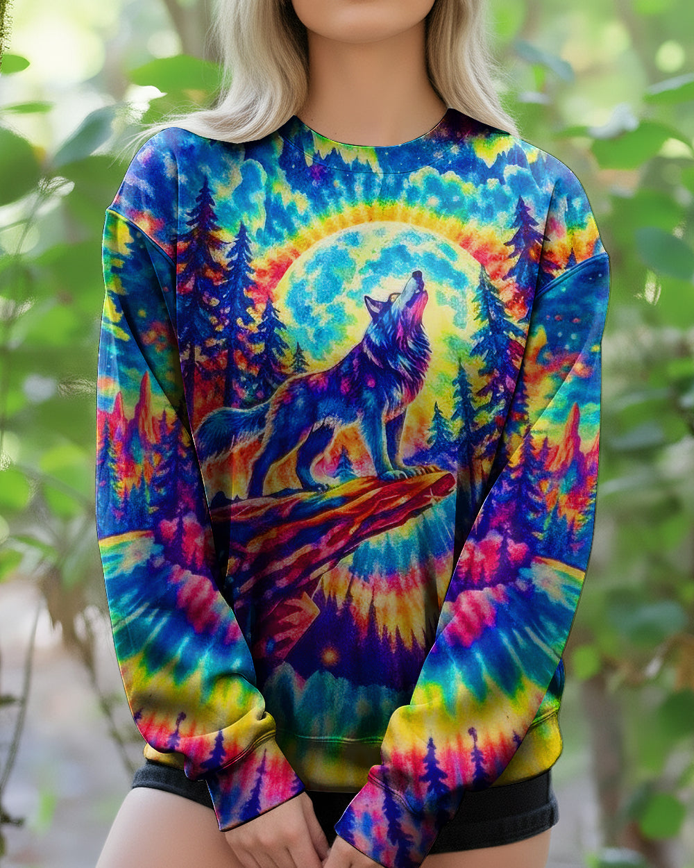 WOLF IN THE FOREST COLORFUL SWIRL ALL OVER PRINT  - TLTW2001264