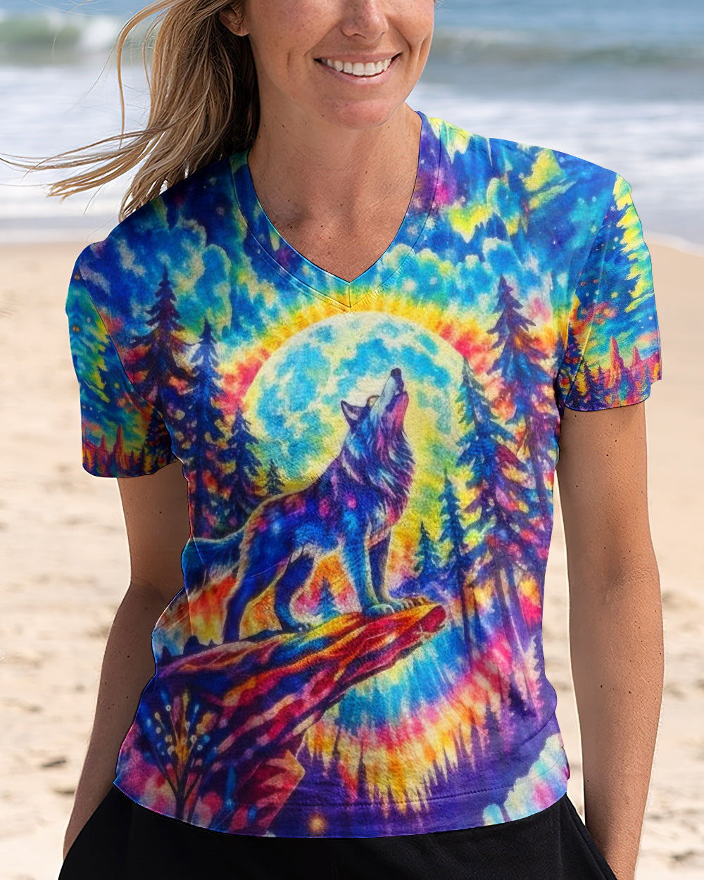 WOLF IN THE FOREST COLORFUL SWIRL ALL OVER PRINT  - TLTW2001264
