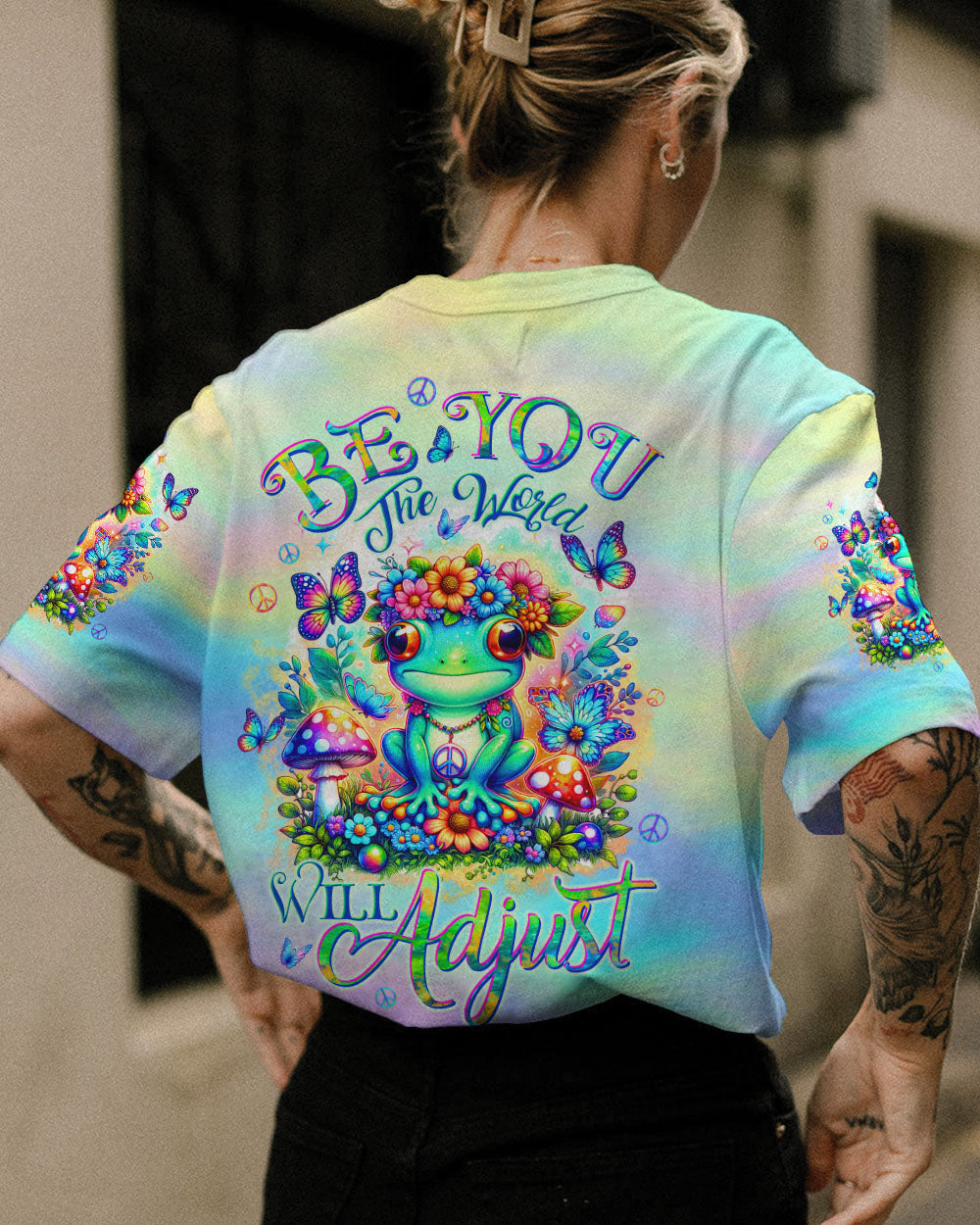 BE YOU THE WORLD WILL ADJUST FROG ALL OVER PRINT - TLTW2002243