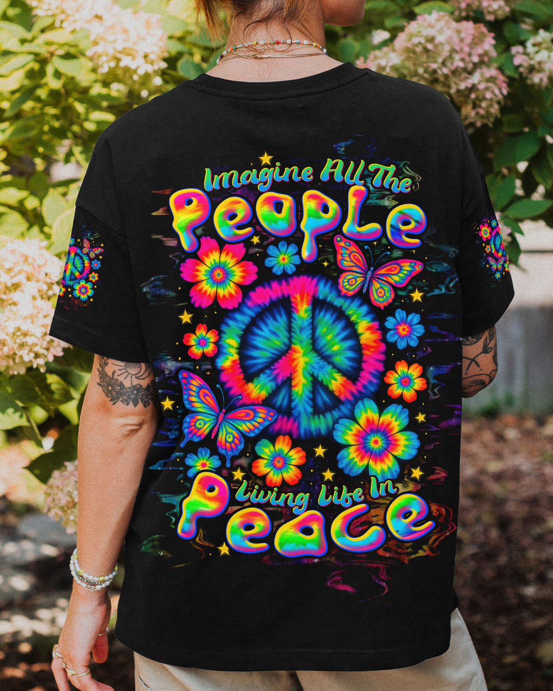 IMAGINE ALL THE PEOPLE LIVING LIFE IN PEACE TIE DYE ALL OVER PRINT  - TLTW2005252