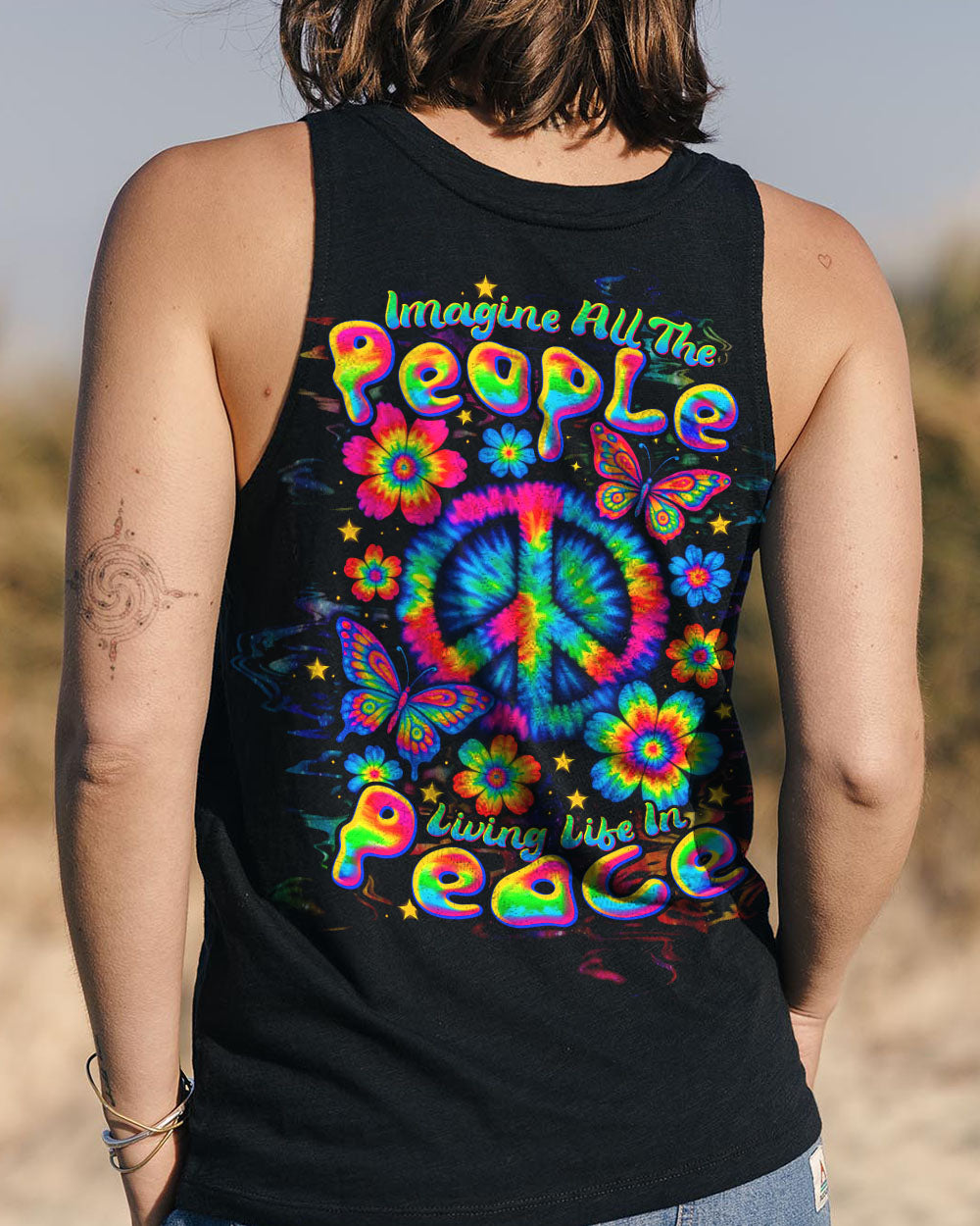 IMAGINE ALL THE PEOPLE LIVING LIFE IN PEACE TIE DYE ALL OVER PRINT  - TLTW2005252