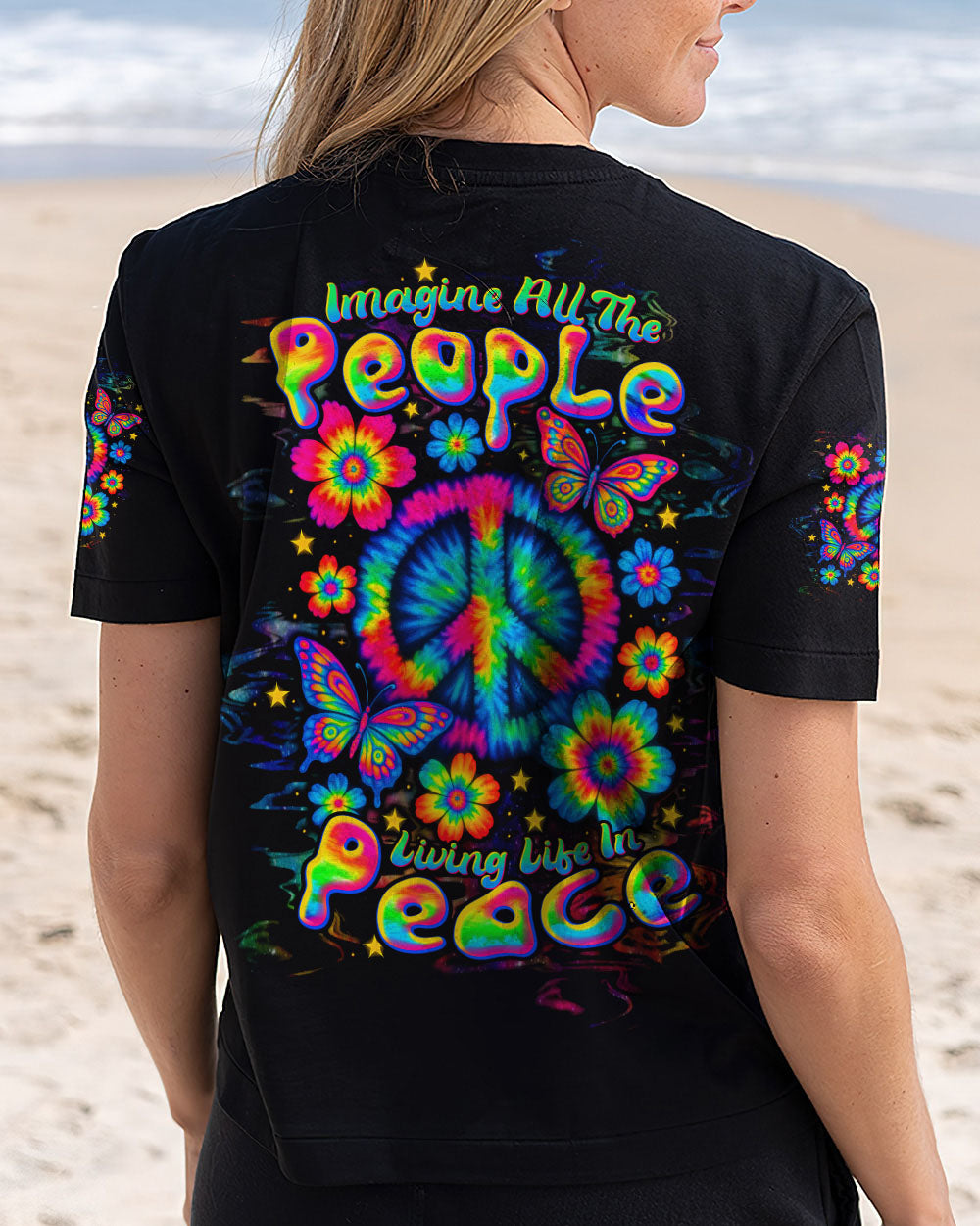 IMAGINE ALL THE PEOPLE LIVING LIFE IN PEACE TIE DYE ALL OVER PRINT  - TLTW2005252