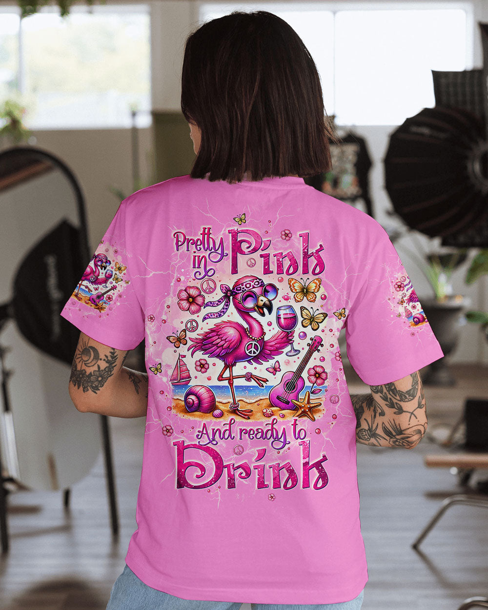 PRETTY IN PINK FLAMINGO ALL OVER PRINT - TLTW2006245