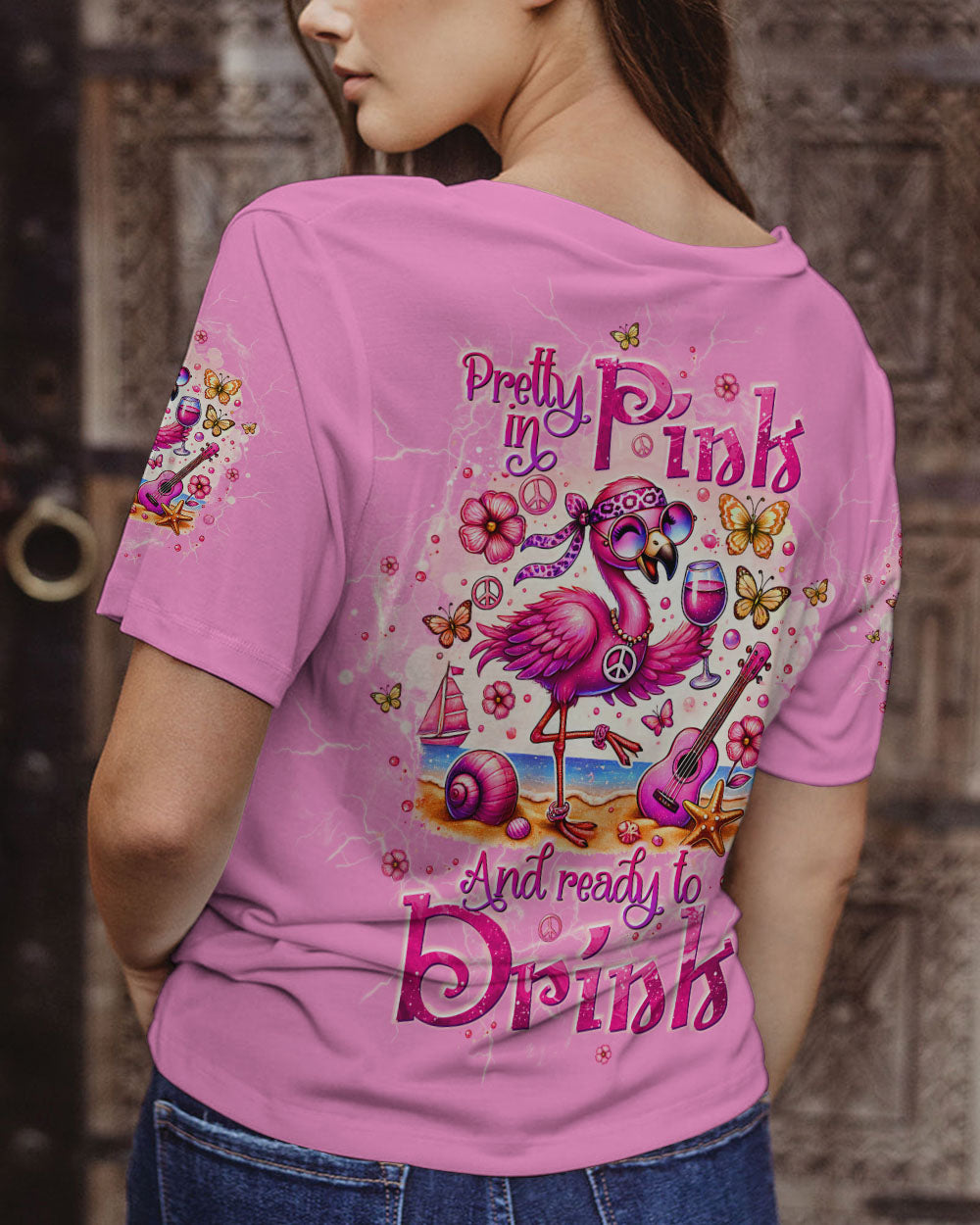PRETTY IN PINK FLAMINGO ALL OVER PRINT - TLTW2006245