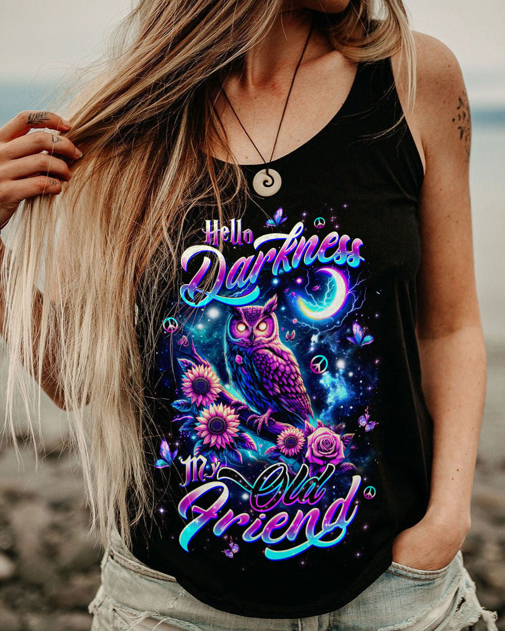 HELLO DARKNESS MY OLD FRIEND OWL ALL OVER PRINT - TLTW2009251