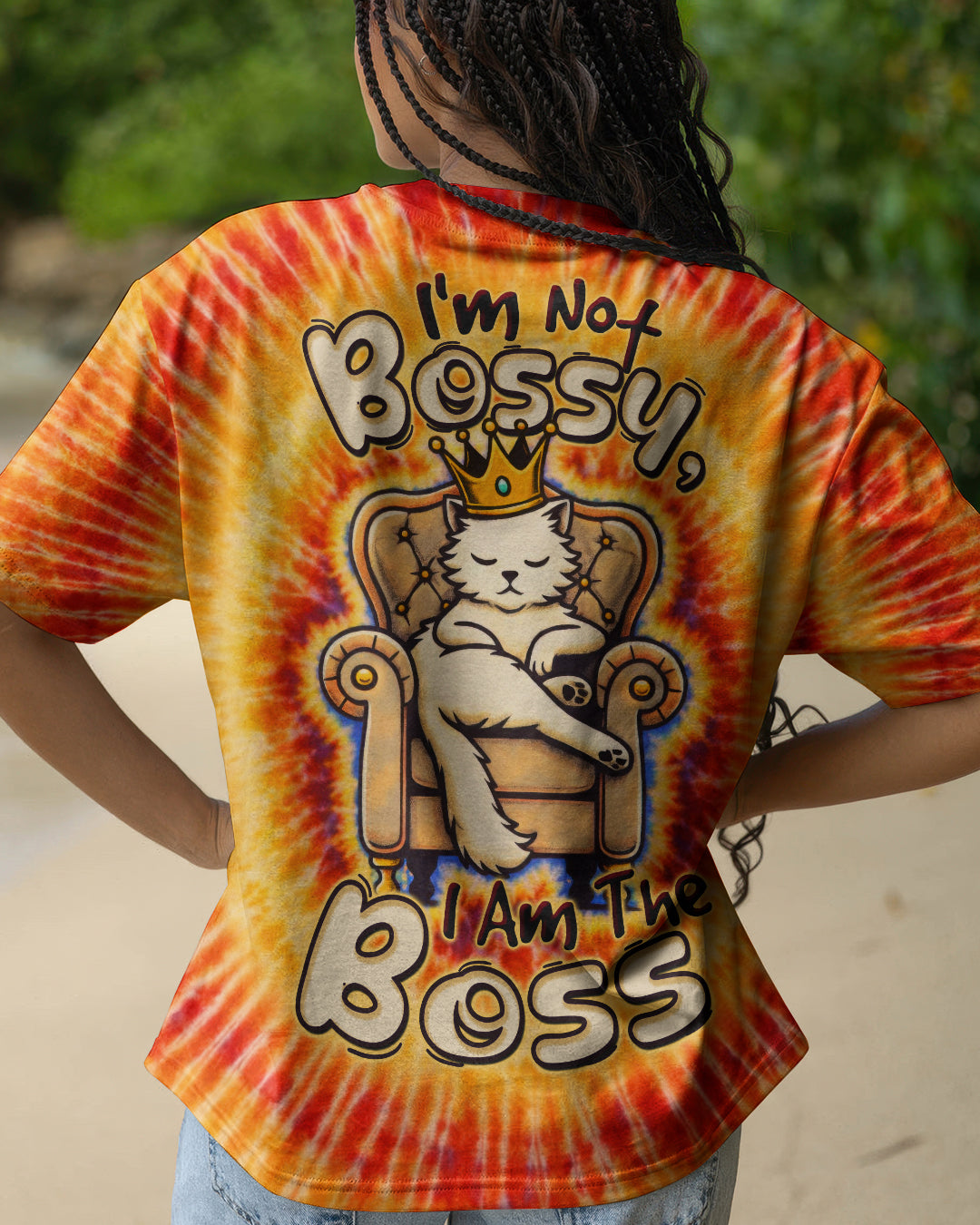 I'M NOT BOSSY QUEEN CAT SWIRL ALL OVER PRINT - TLTW2101261