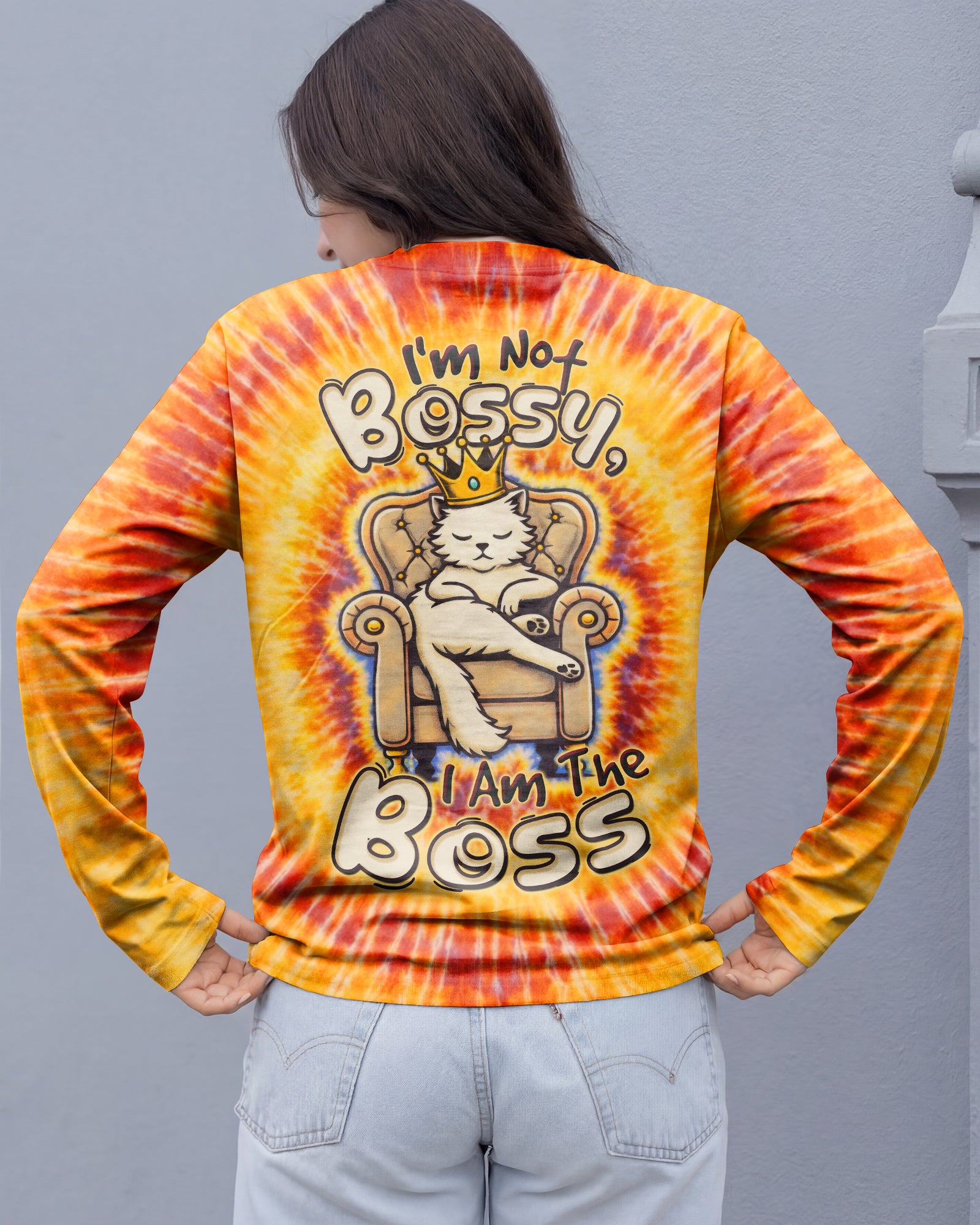 I'M NOT BOSSY QUEEN CAT SWIRL ALL OVER PRINT - TLTW2101261