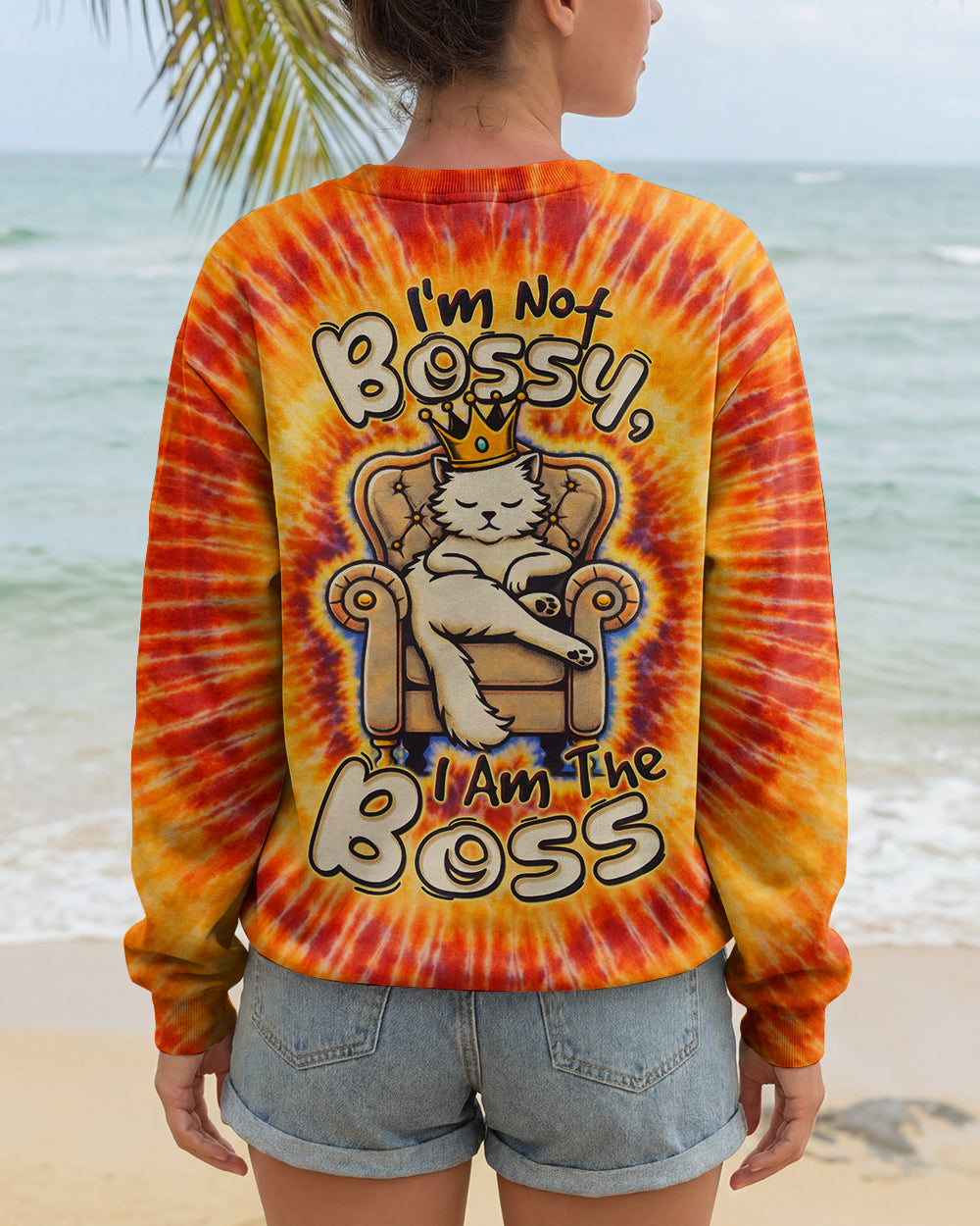 I'M NOT BOSSY QUEEN CAT SWIRL ALL OVER PRINT - TLTW2101261