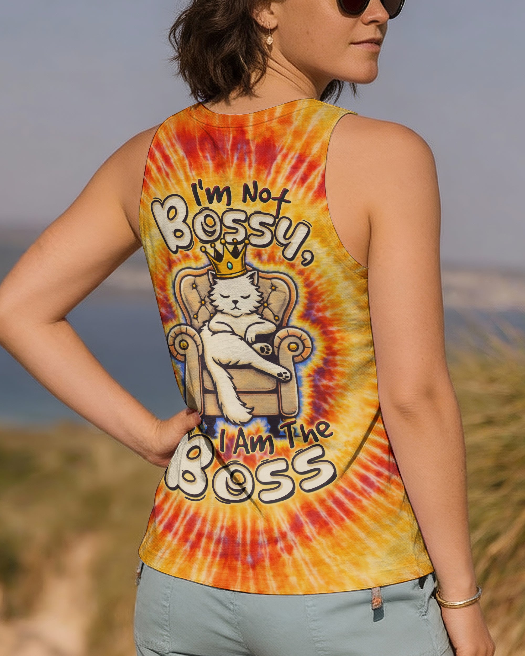 I'M NOT BOSSY QUEEN CAT SWIRL ALL OVER PRINT - TLTW2101261