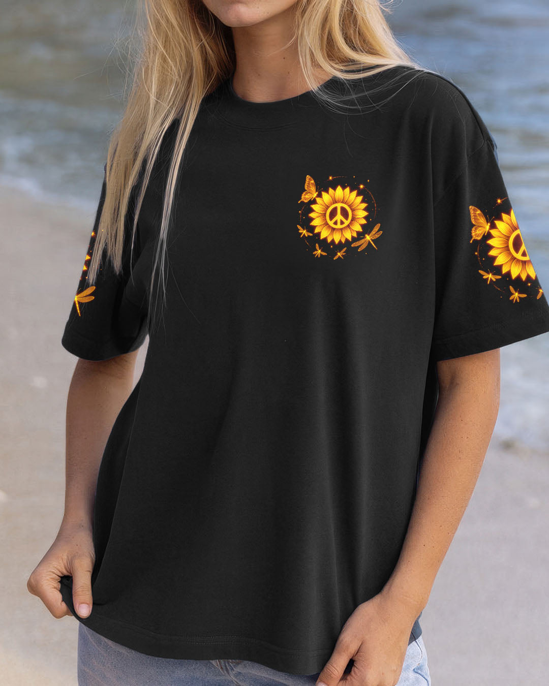 JUST BREATHE DRAGONFLY SUNFLOWER ALL OVER PRINT  - TLTW2205253