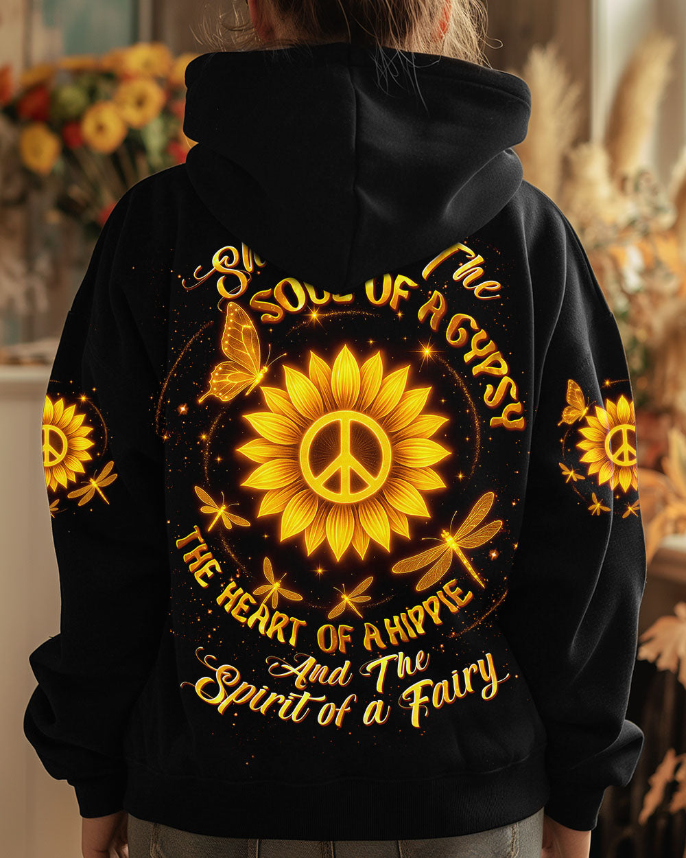 JUST BREATHE DRAGONFLY SUNFLOWER ALL OVER PRINT  - TLTW2205253