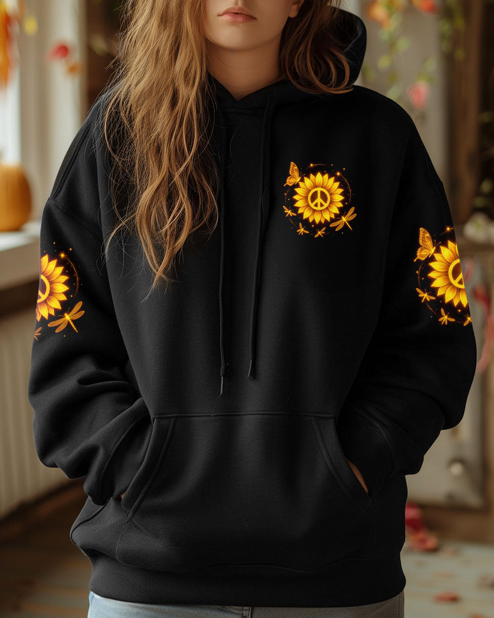 JUST BREATHE DRAGONFLY SUNFLOWER ALL OVER PRINT  - TLTW2205253